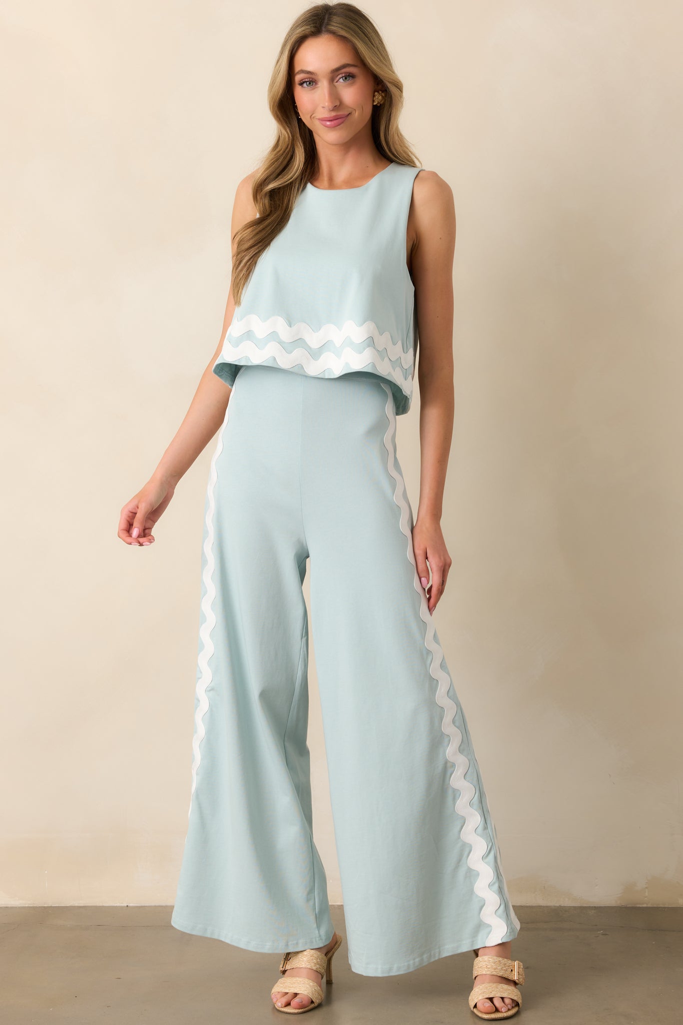 Kayla Ancient Waters Aqua Cotton Jumpsuit - Image 2