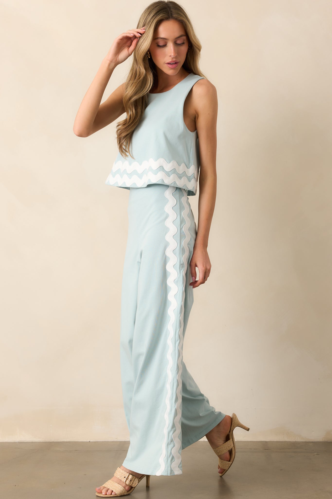 Kayla Ancient Waters Aqua Cotton Jumpsuit - Image 4