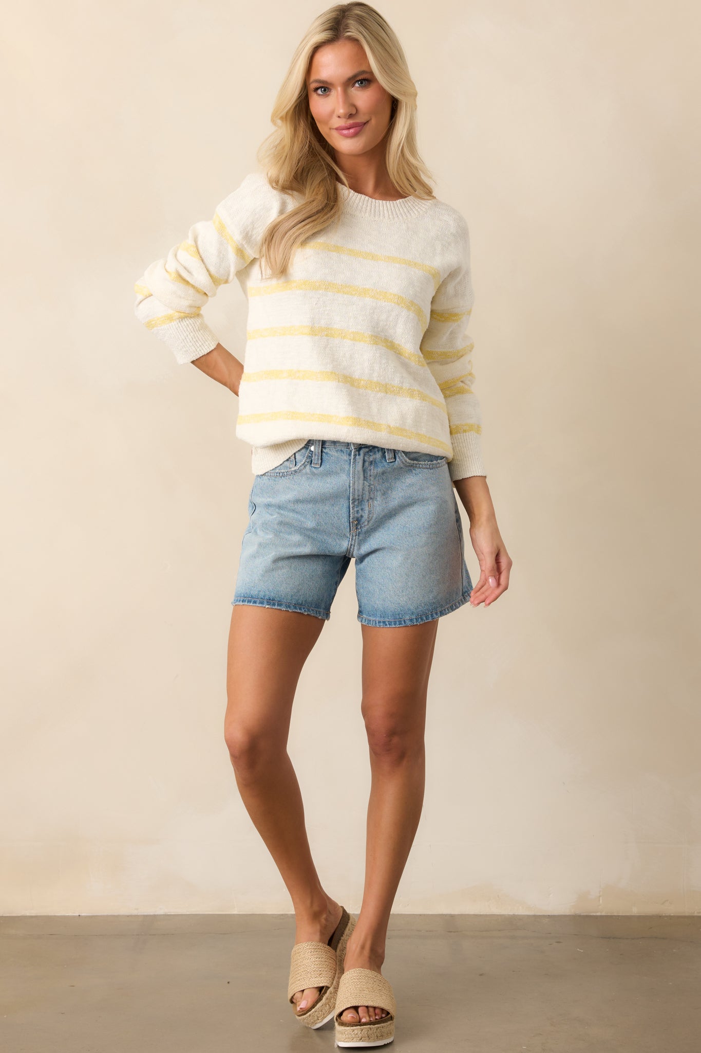 No Time To Waste Light Wash High Waisted Denim Shorts - Image 3