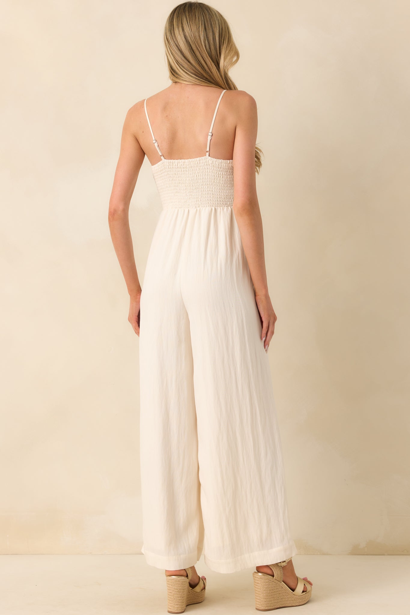 Z Supply Ivory Rayon Beachside Smocked Jumpsuit - Image 6