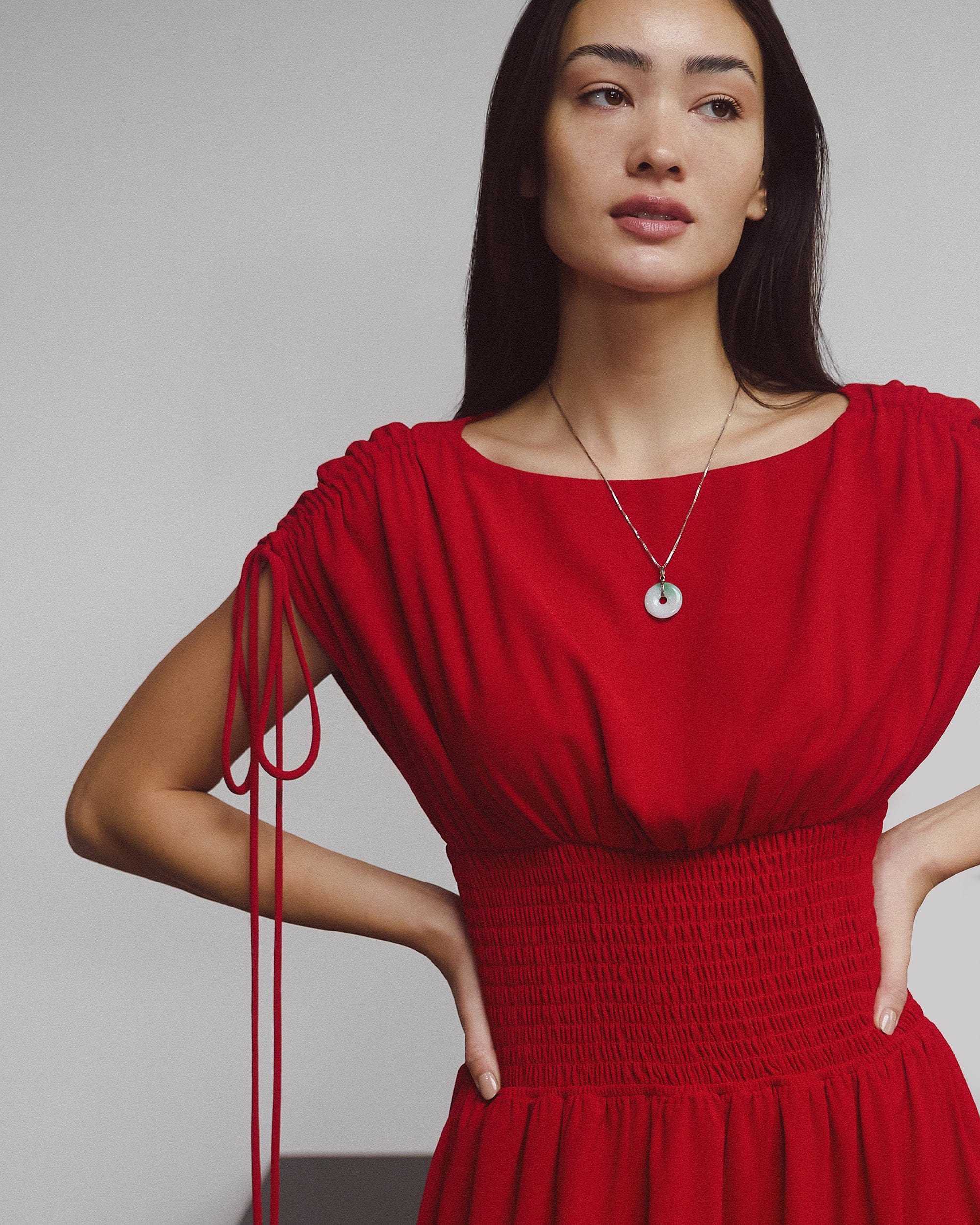Ayumi Gathered-Shoulder Dress - Image 9
