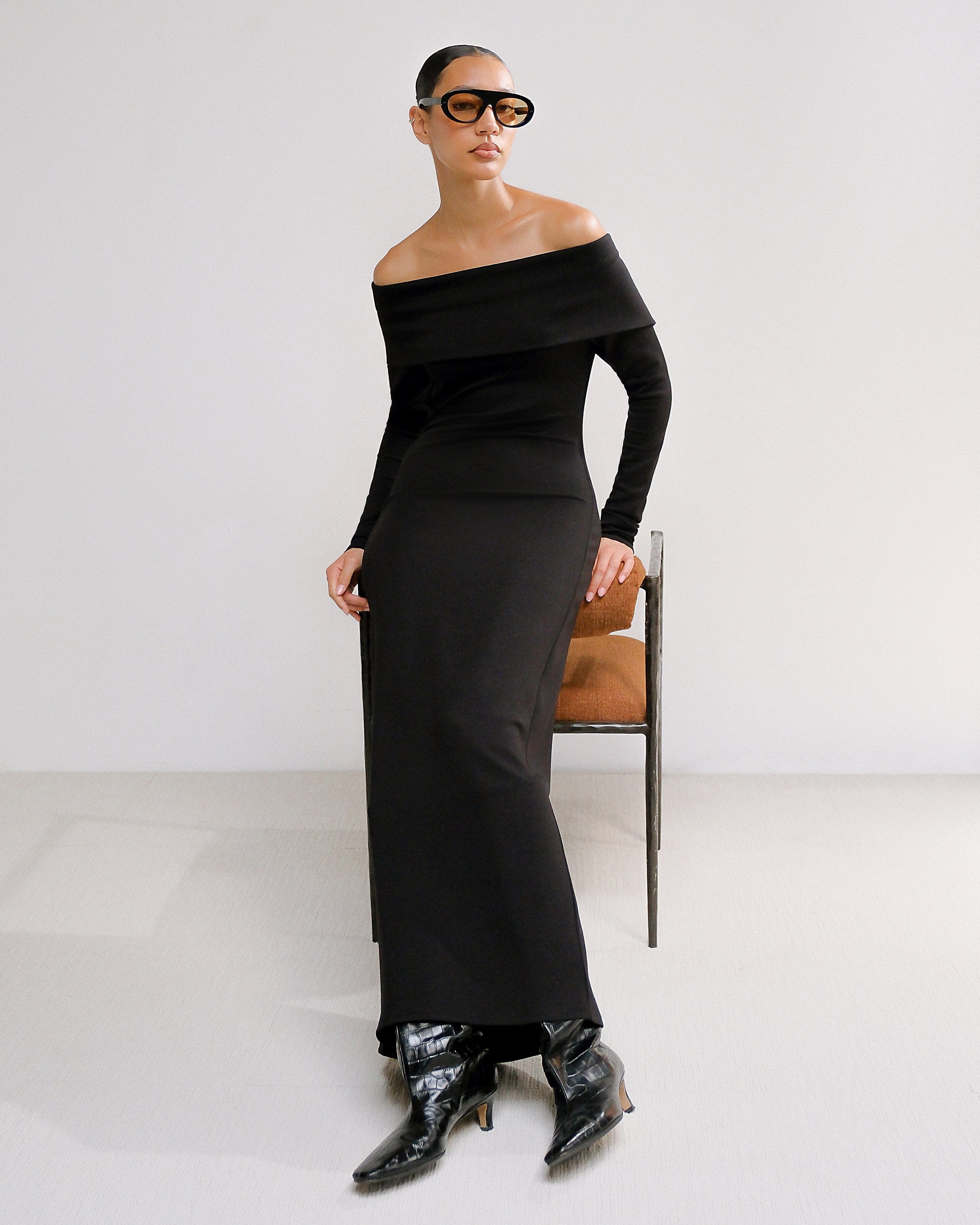 Morgan Split Foldover Jersey Dress - Image 6