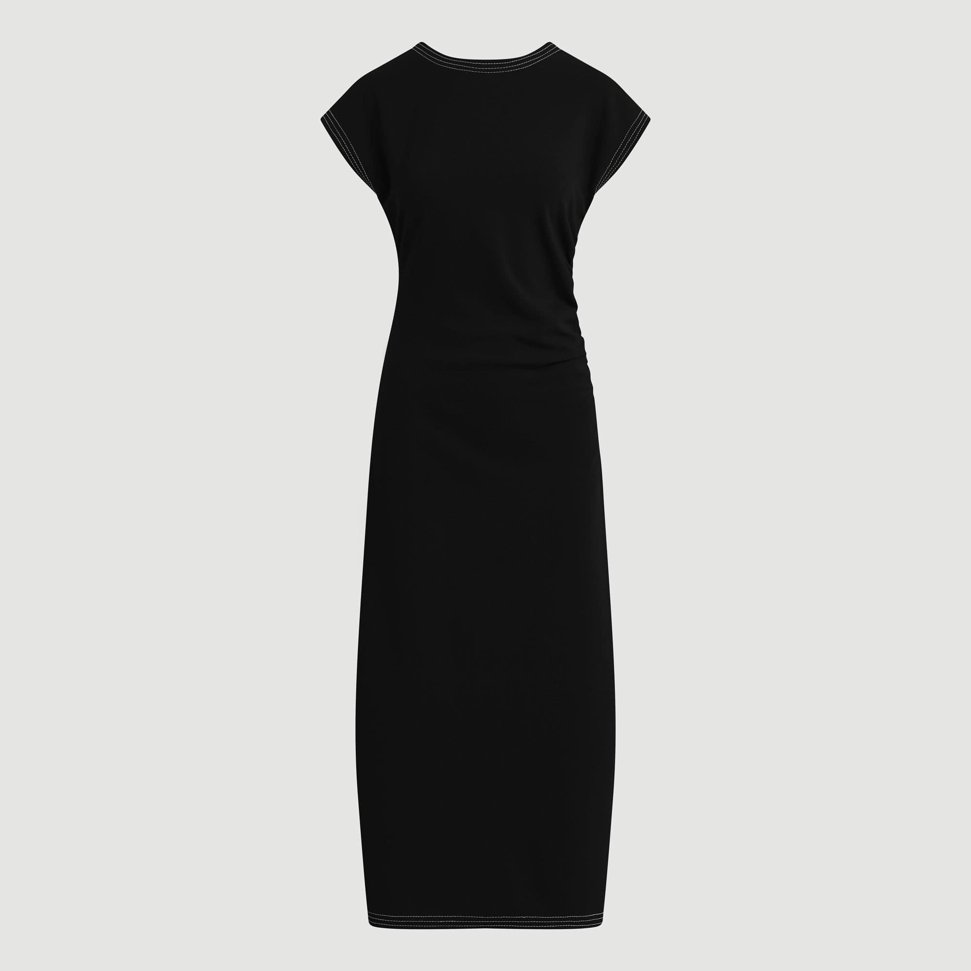 Vela Contrast-Stitch Ruched-Waist Dress (Petite)