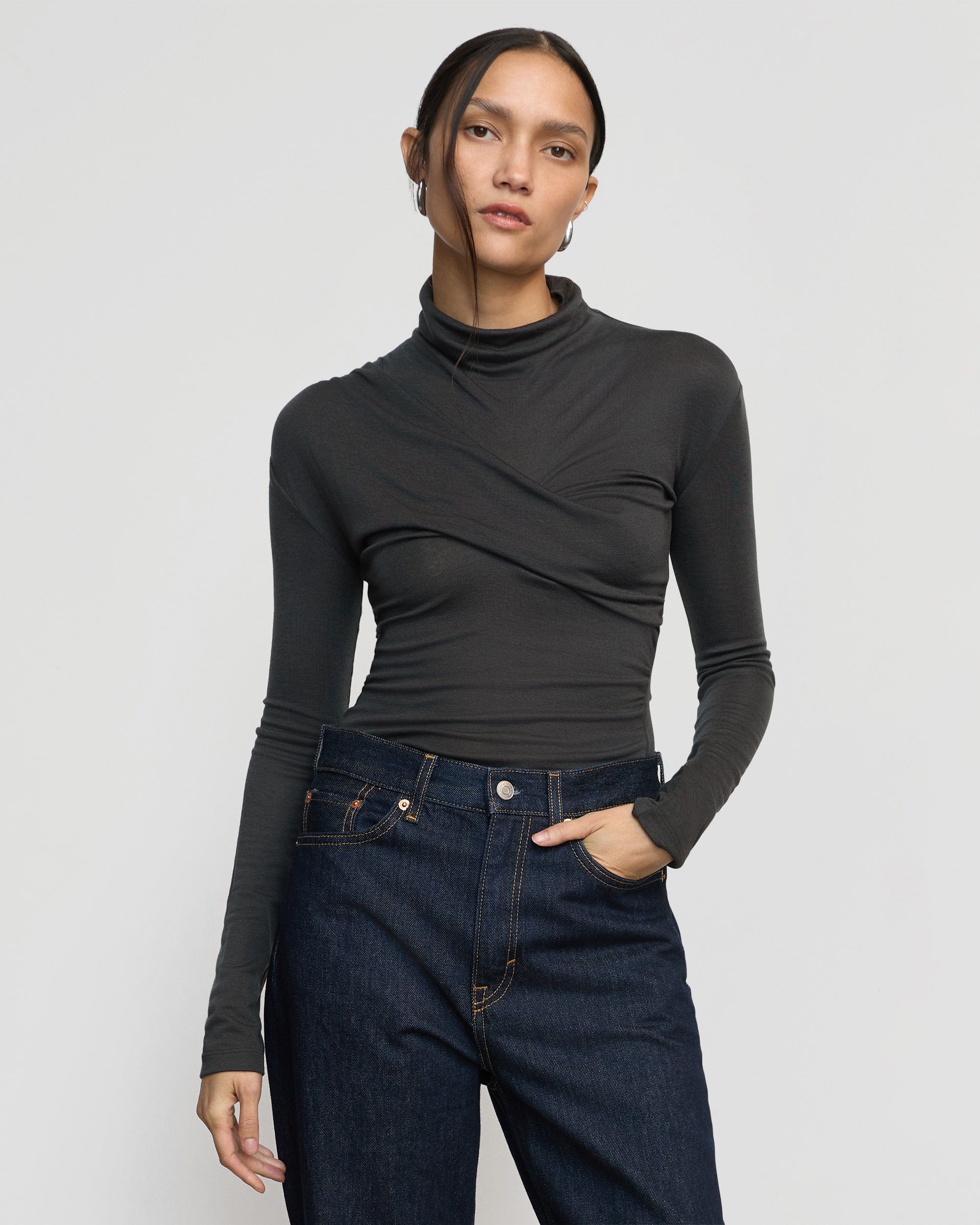 Aubree Front-Twist Tencel-Wool Tee - Image 2