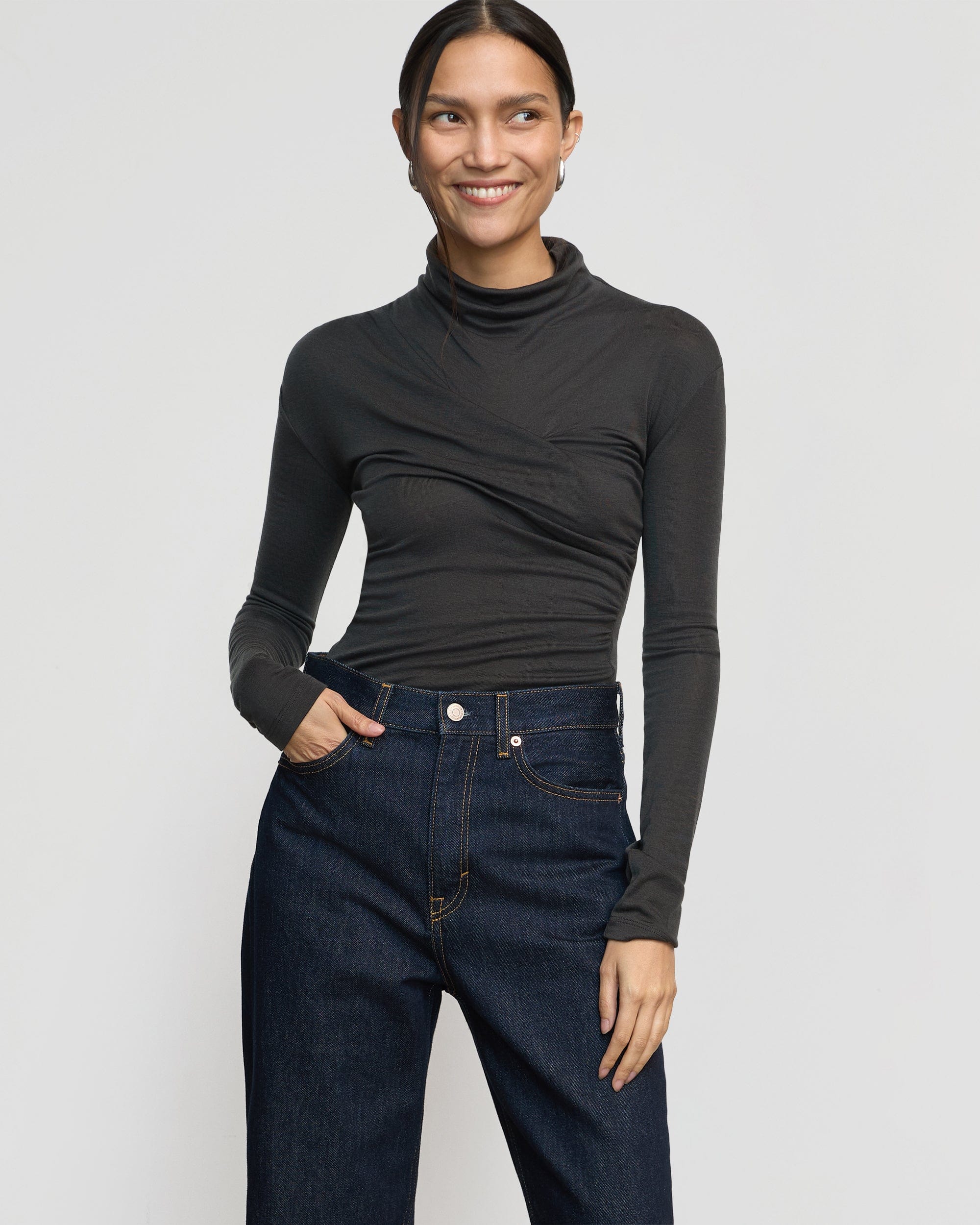 Aubree Front-Twist Tencel-Wool Tee - Image 4