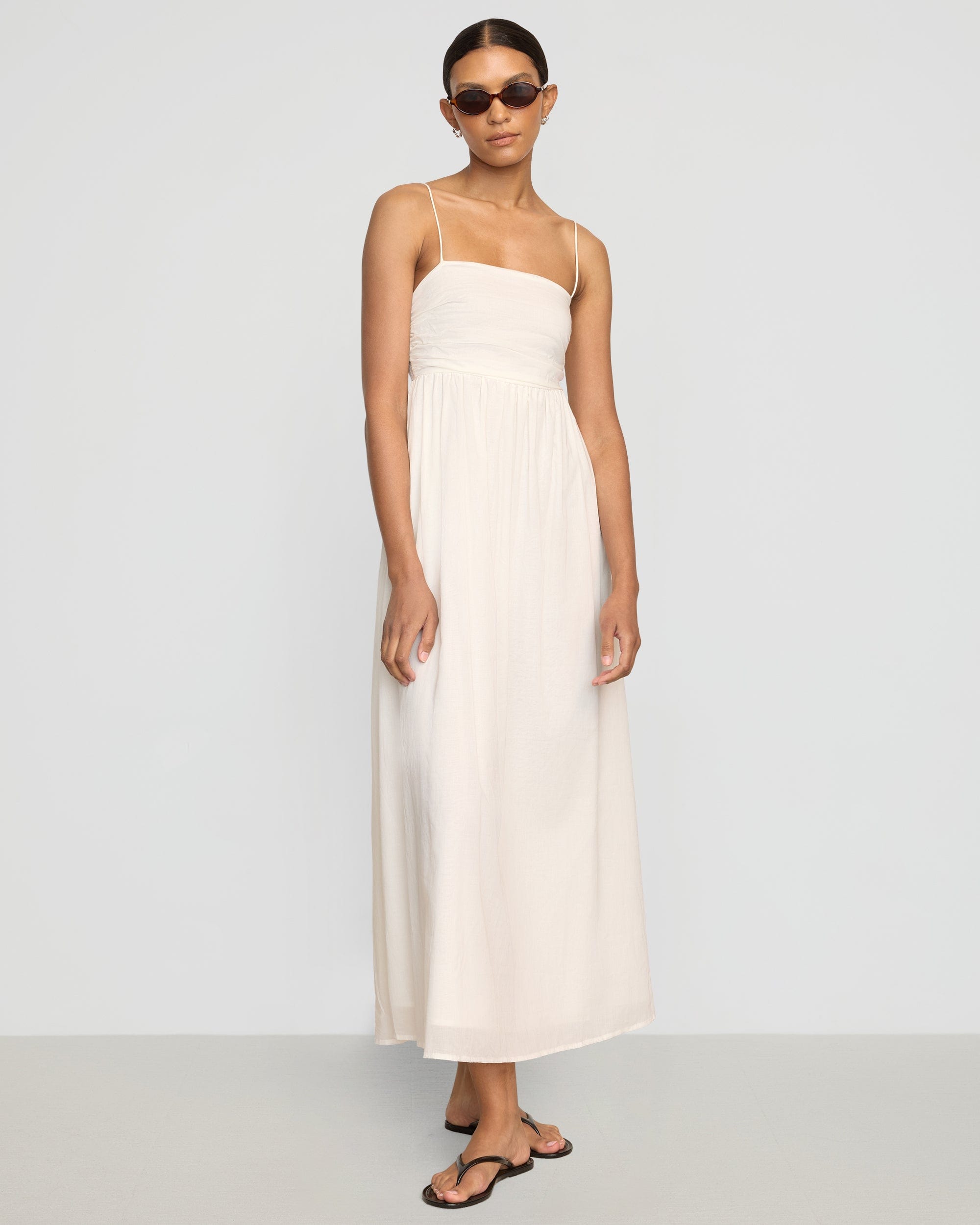 Aurora Ruched Organic Cotton Maxi Dress - Image 2