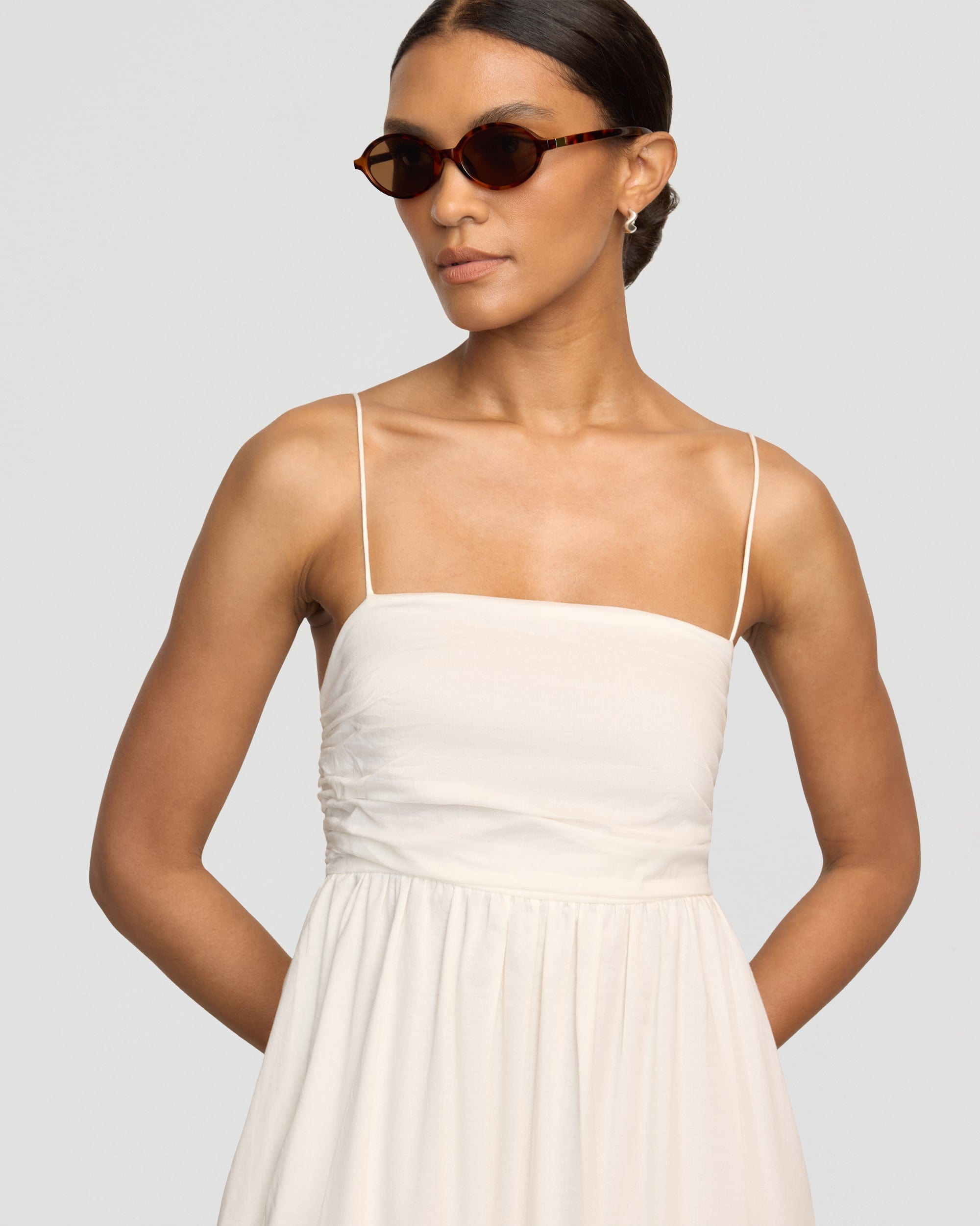 Aurora Ruched Organic Cotton Maxi Dress - Image 3