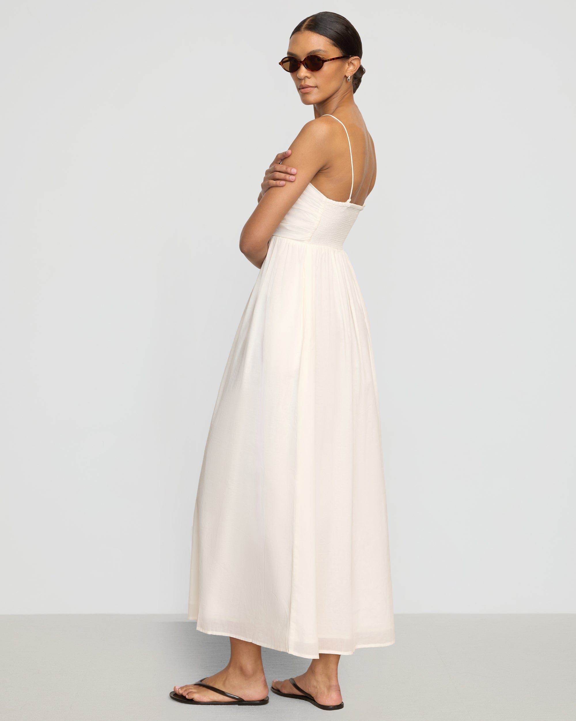 Aurora Ruched Organic Cotton Maxi Dress - Image 7