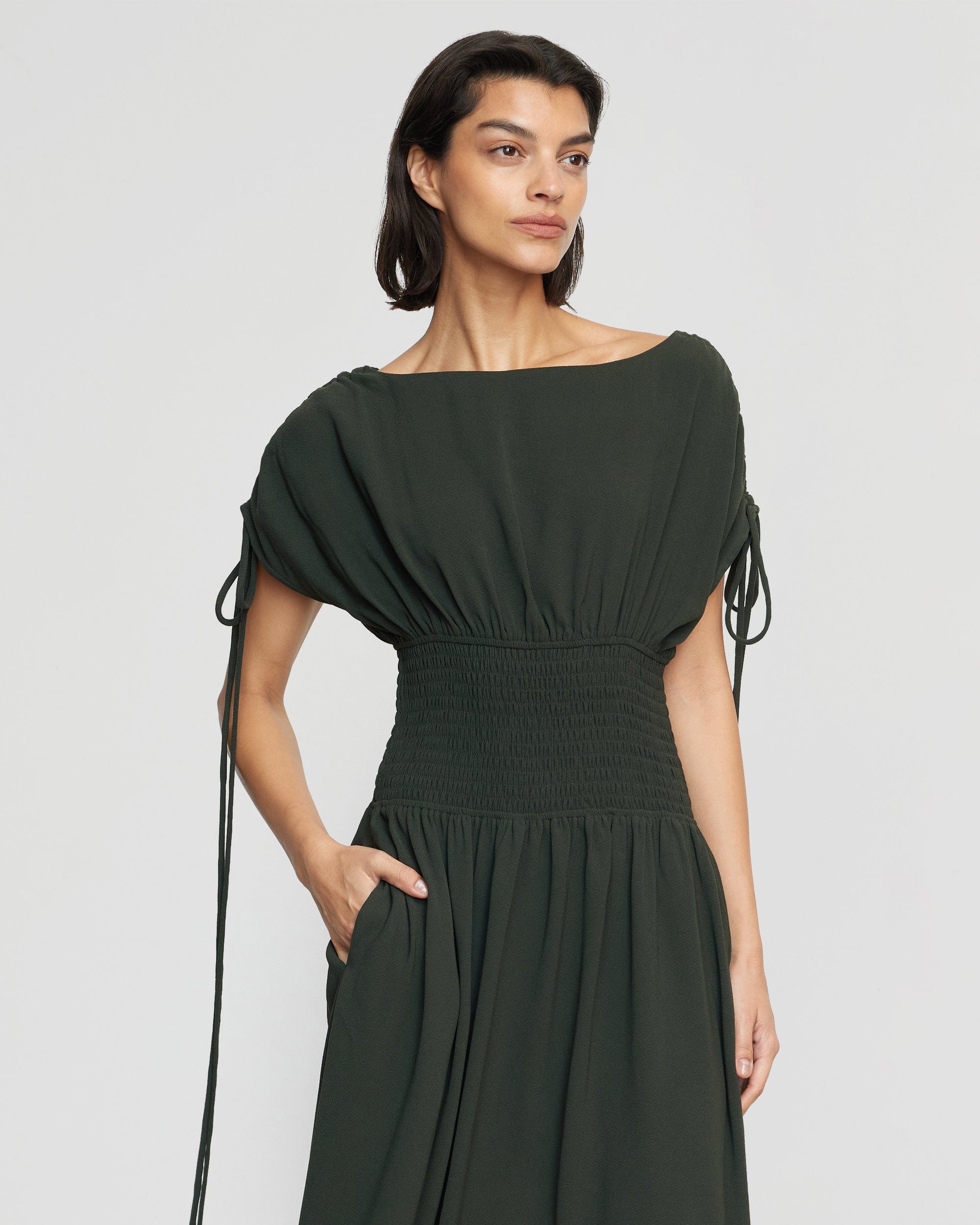 Ayumi Gathered-Shoulder Dress - Image 3