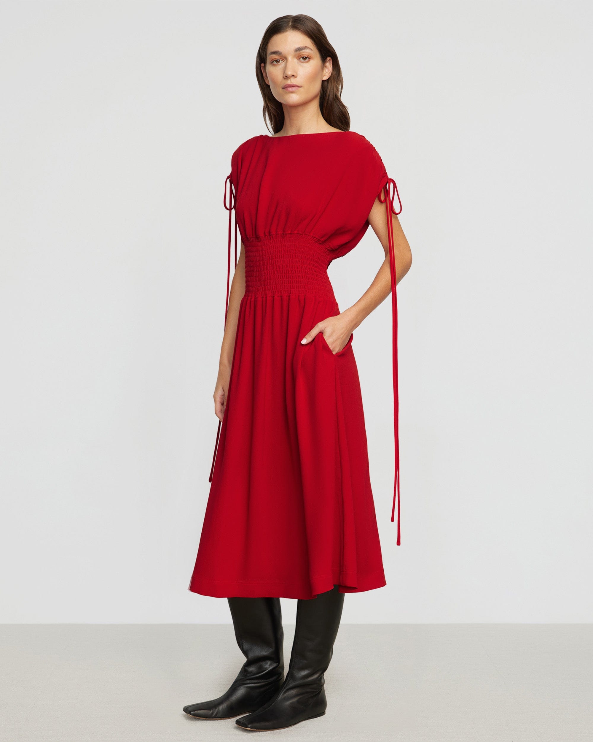 Ayumi Gathered-Shoulder Dress - Image 6