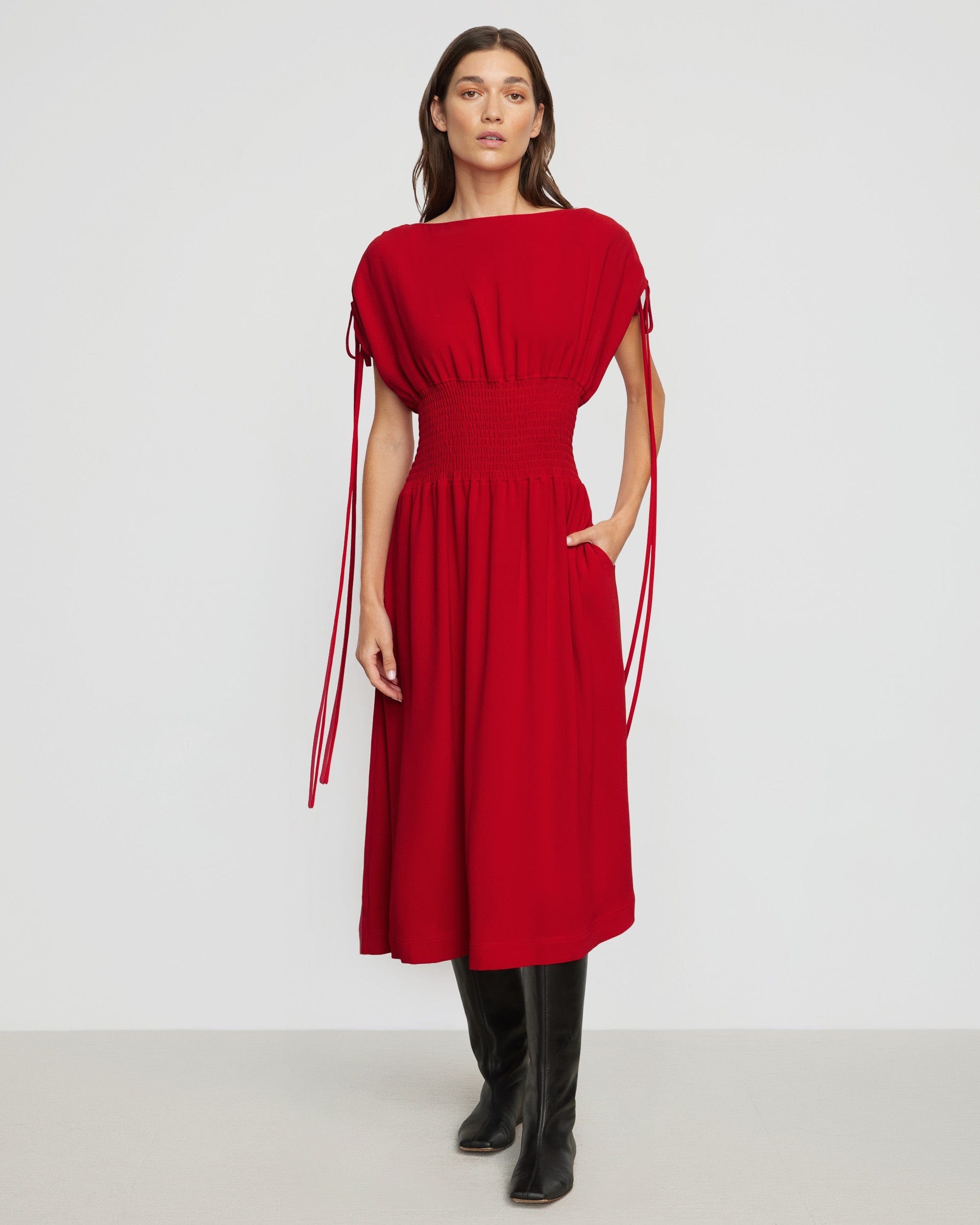 Ayumi Gathered-Shoulder Dress - Image 8