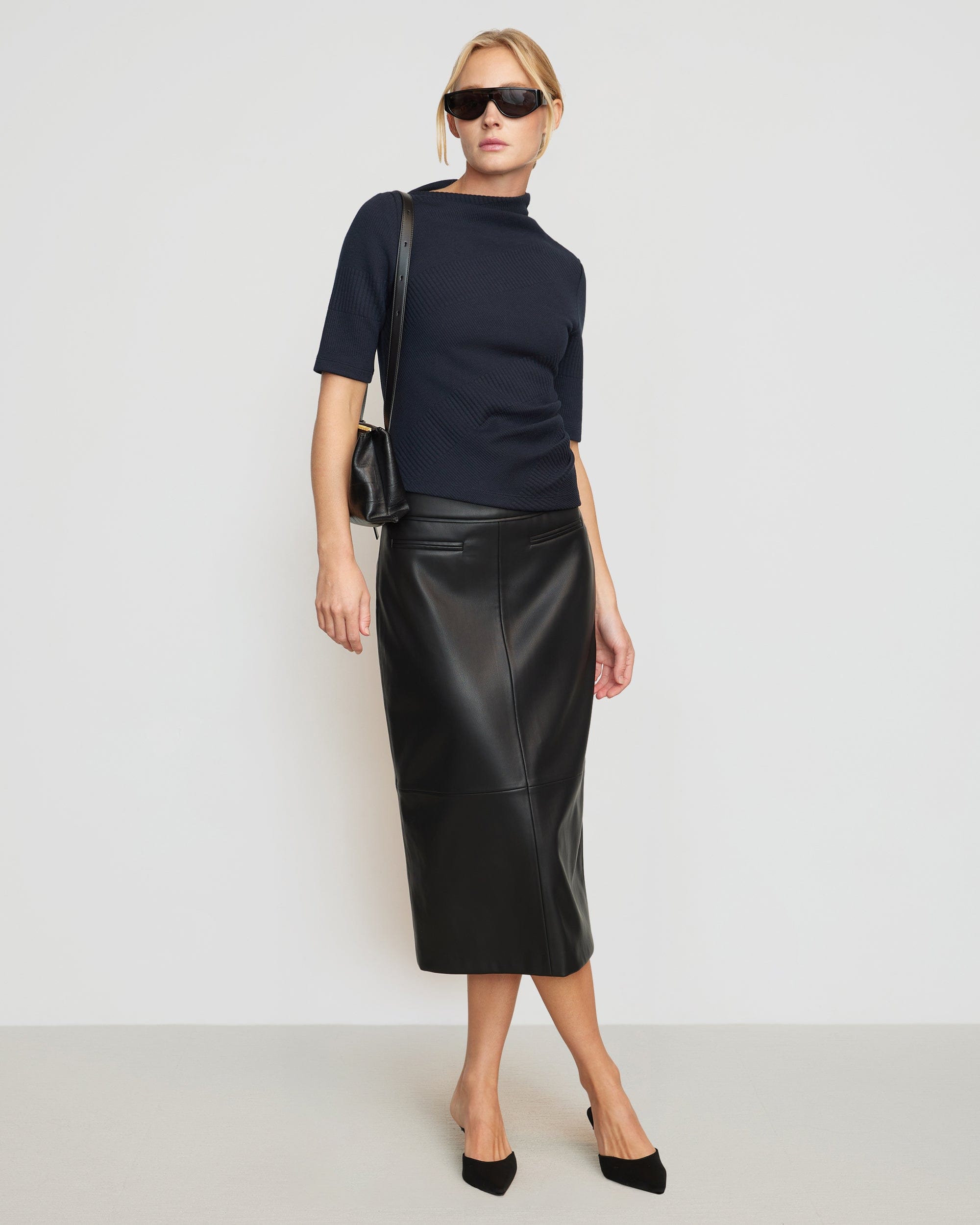 Pauline Ribbed Asymmetric-Neck Top - Image 6