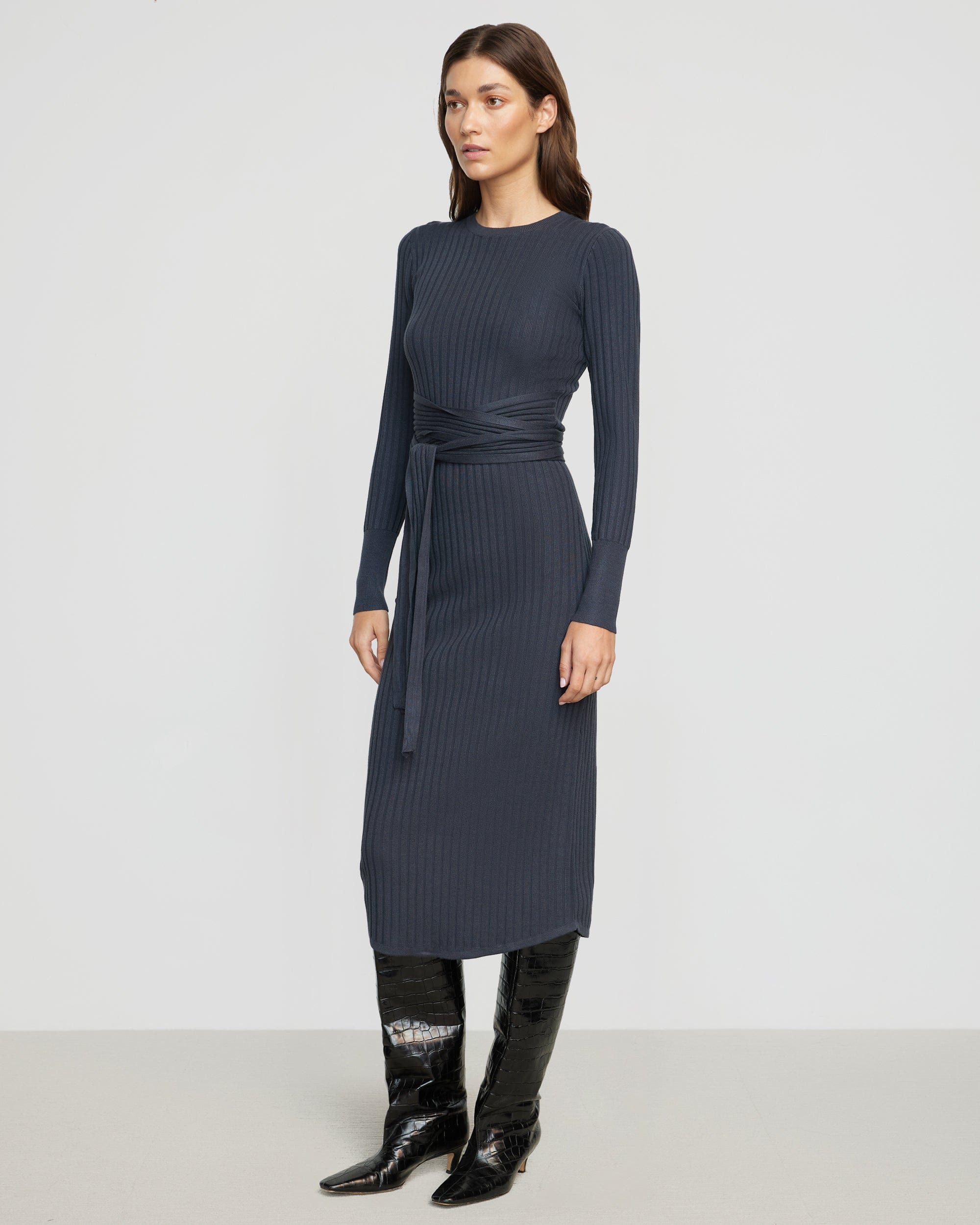 Carmen Tie-Front Ribbed Dress - Image 5