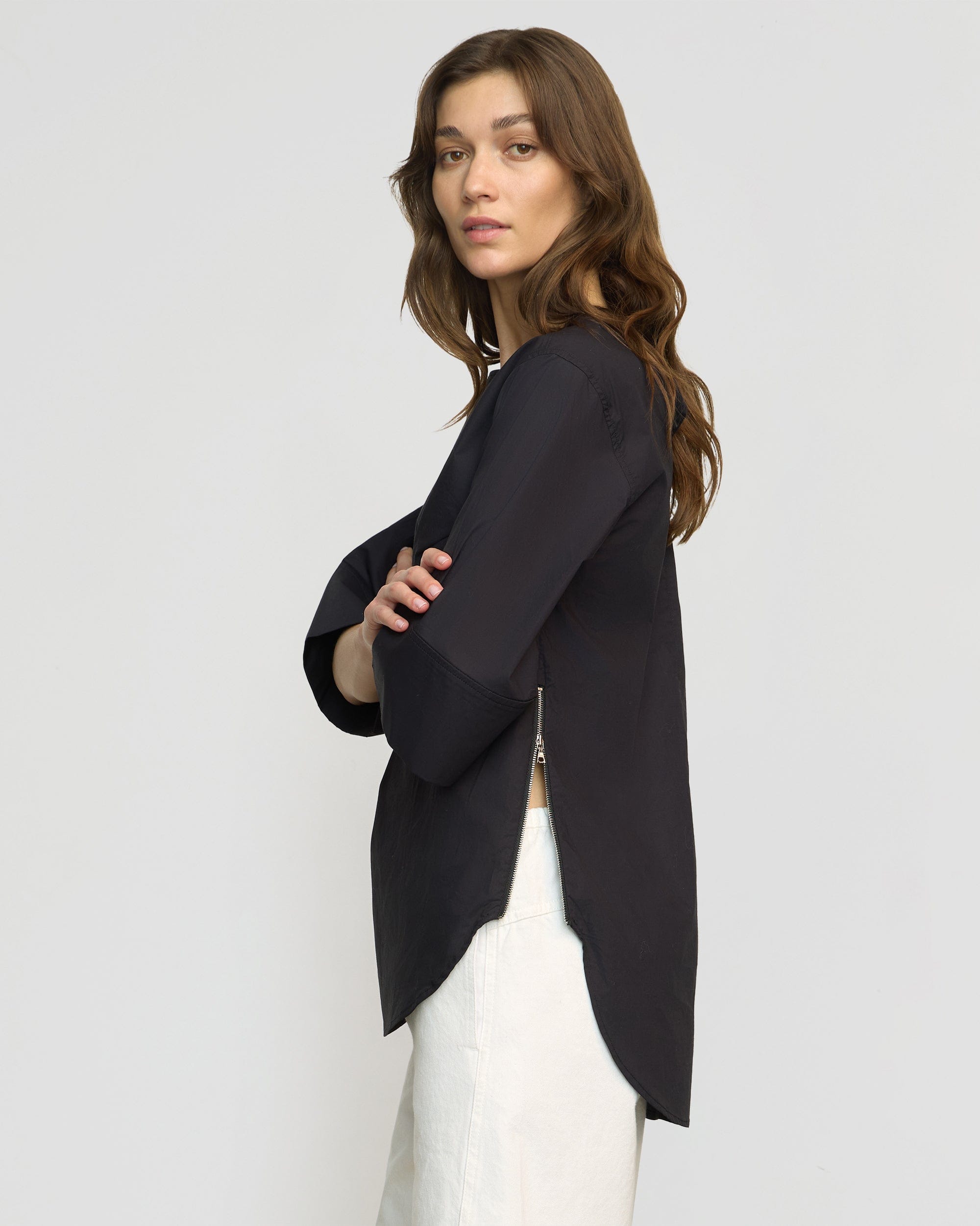Catie Side-Zip Oversized Tulip-Hem Top - Image 3