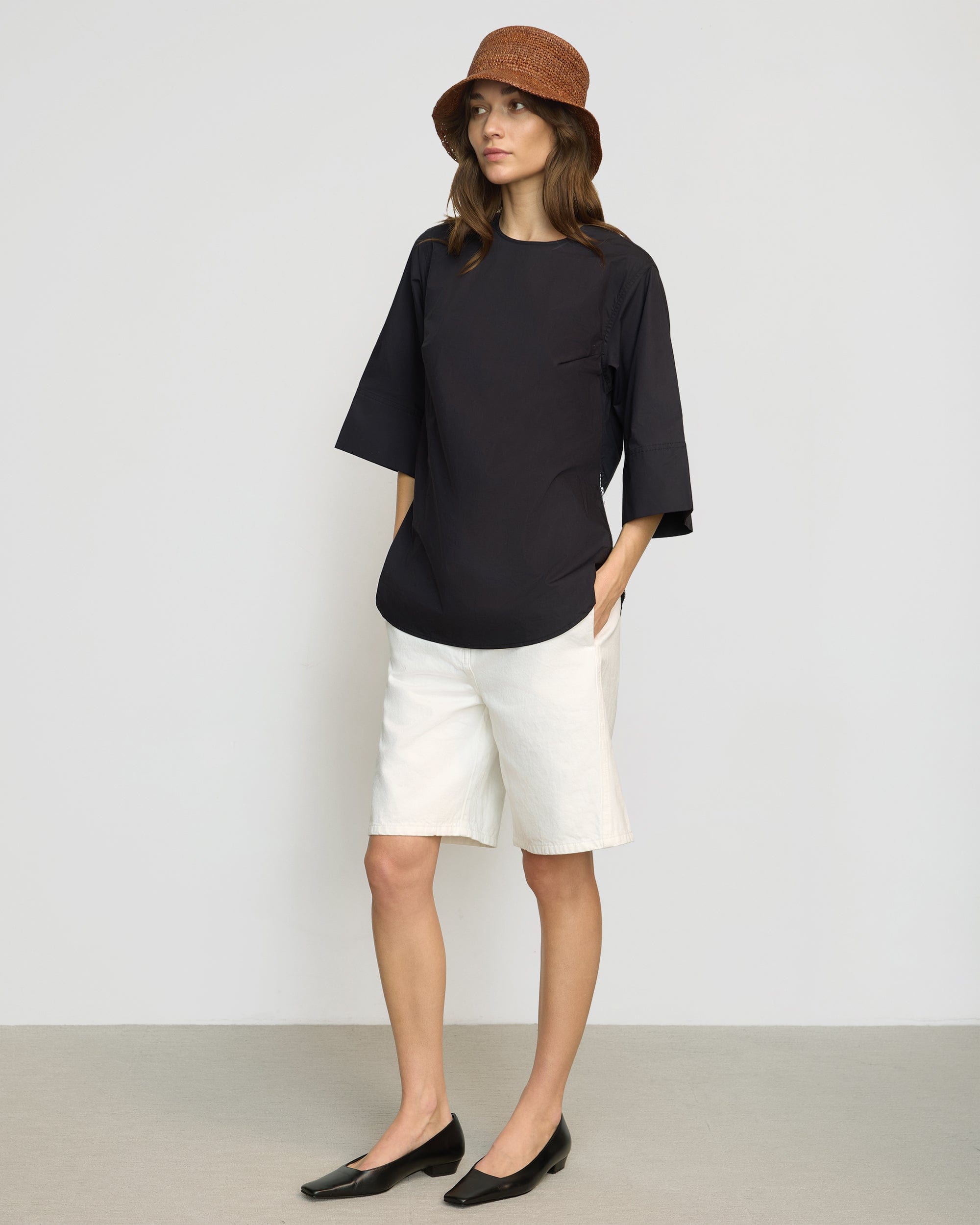 Catie Side-Zip Oversized Tulip-Hem Top - Image 5
