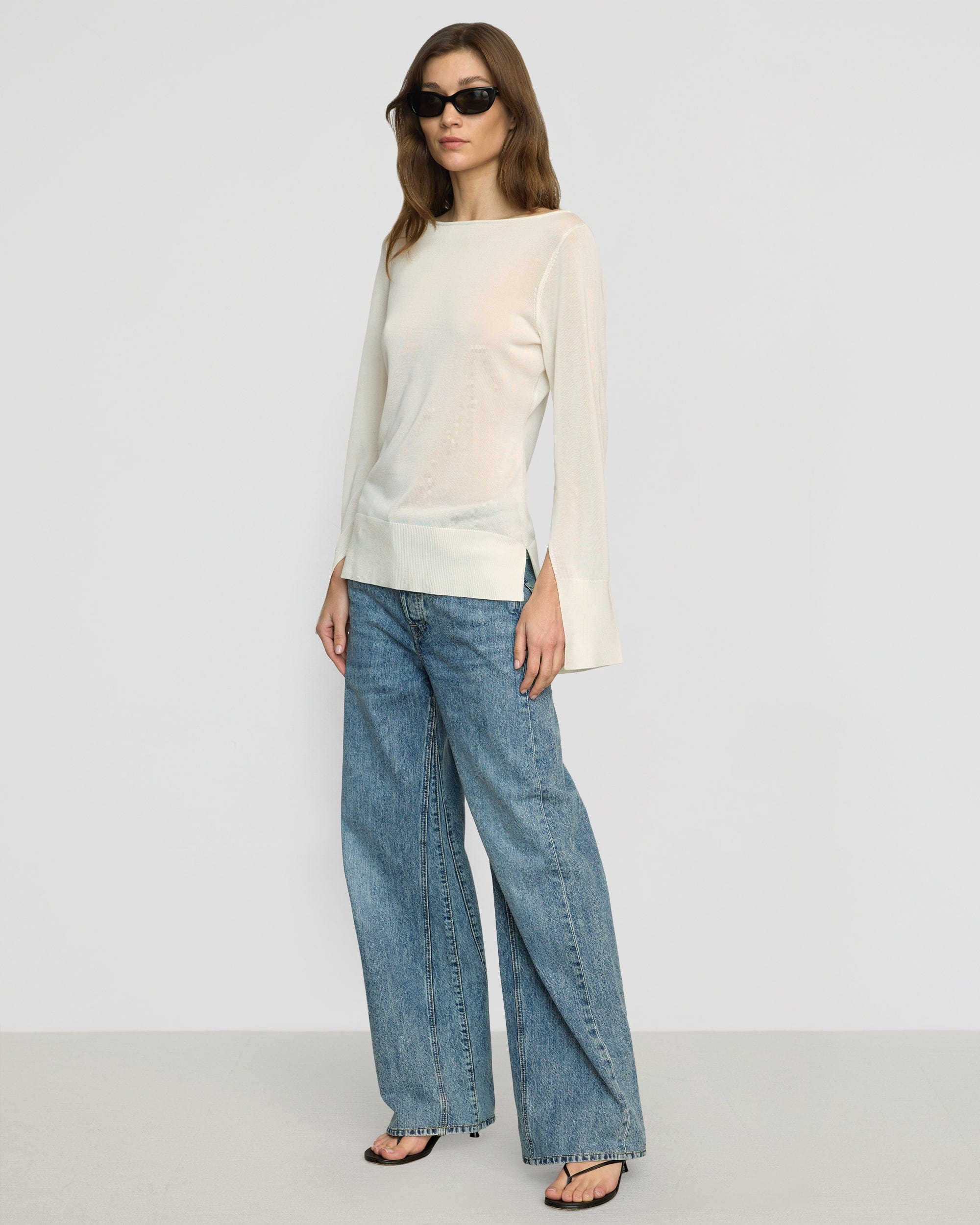 Keegan Semi-Sheer Slit-Neck Knit Top - Image 3
