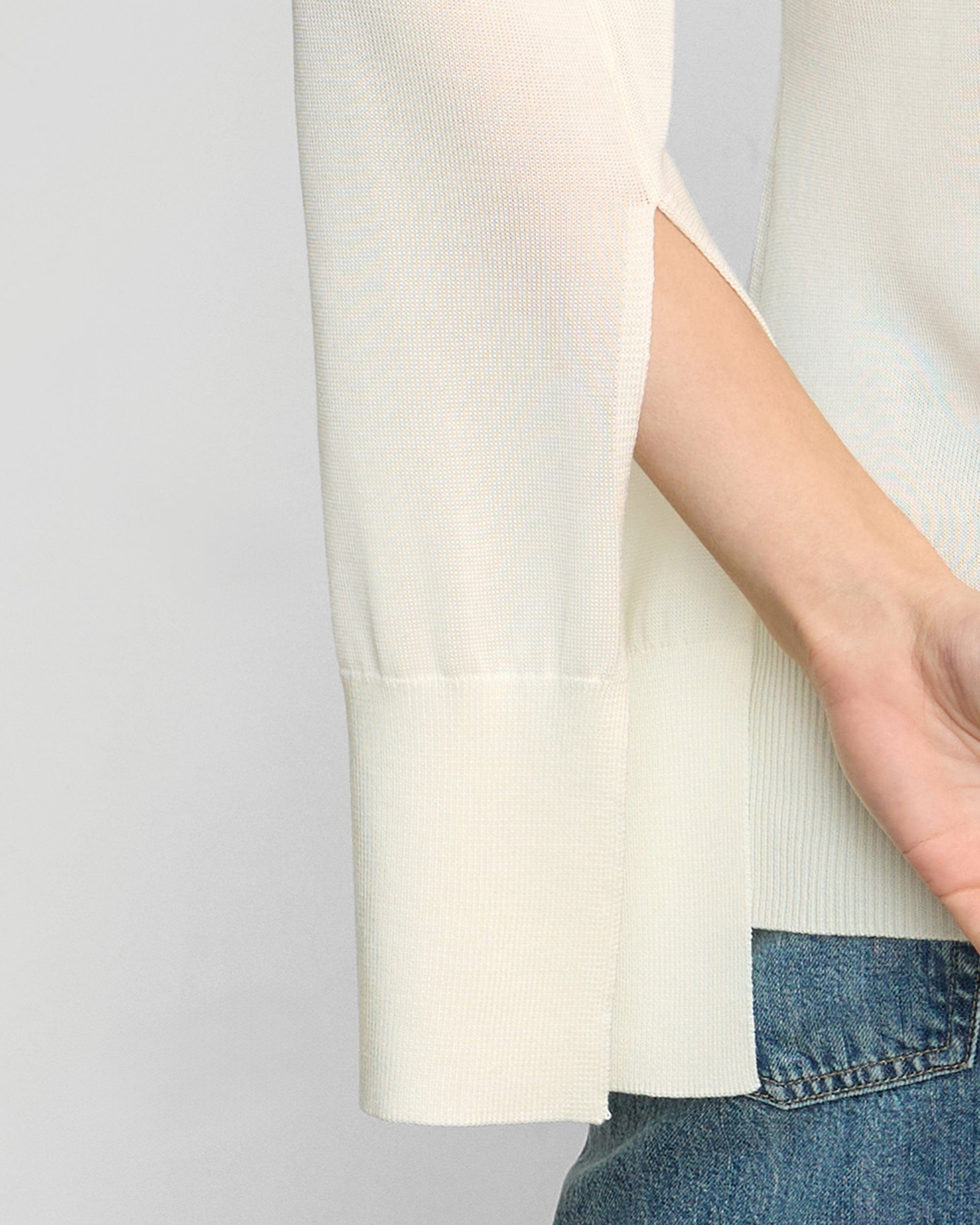 Keegan Semi-Sheer Slit-Neck Knit Top - Image 4