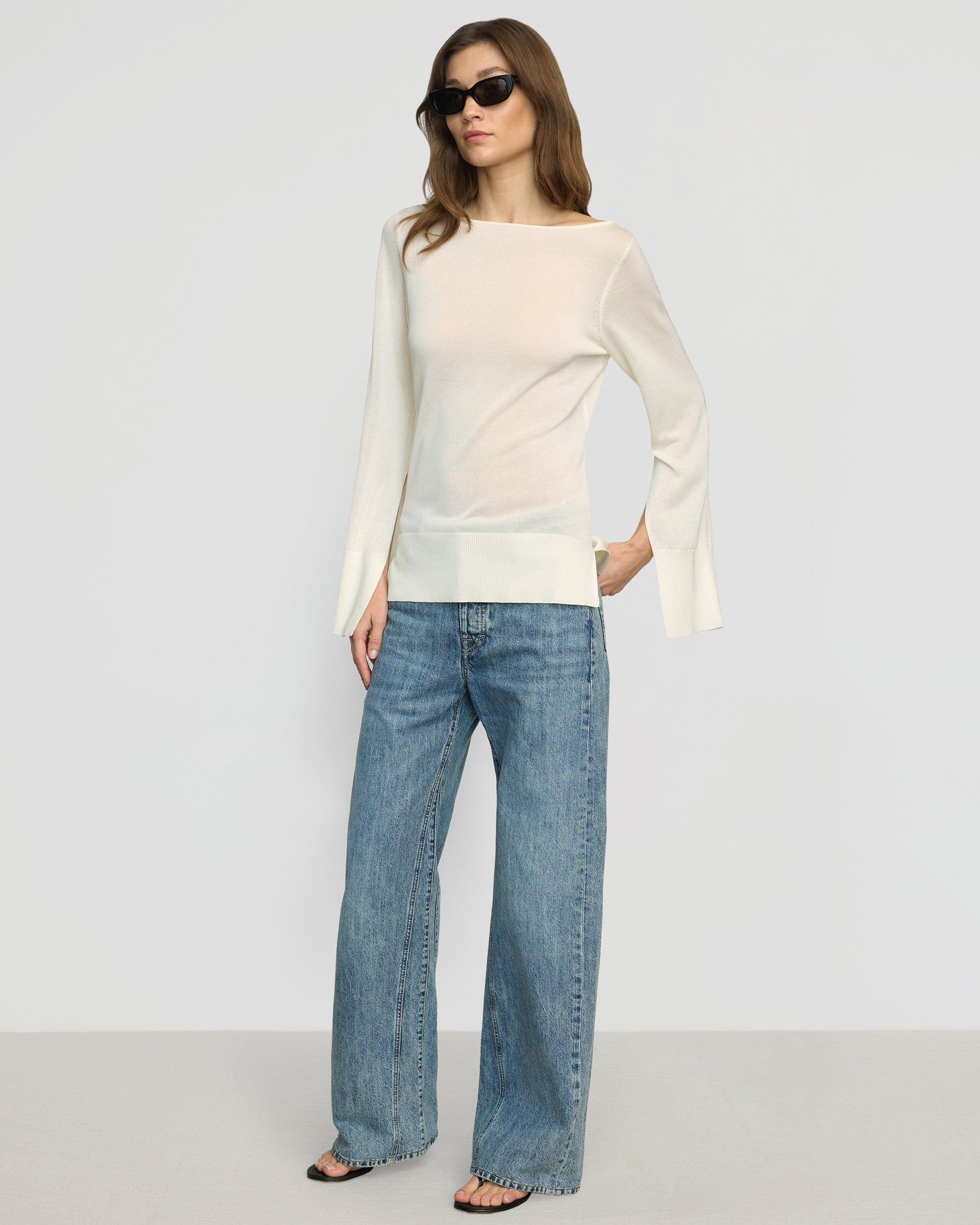 Keegan Semi-Sheer Slit-Neck Knit Top - Image 5