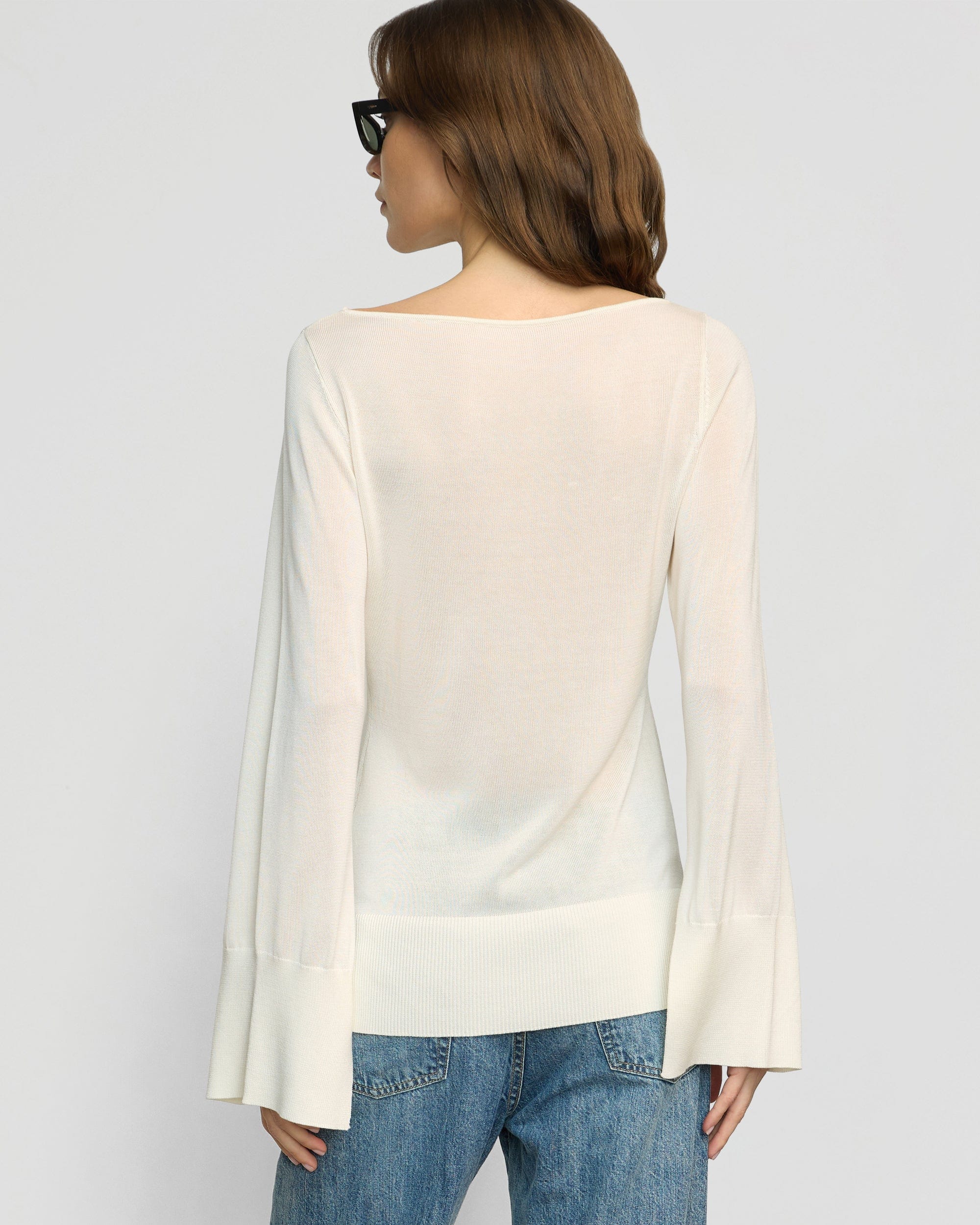 Keegan Semi-Sheer Slit-Neck Knit Top - Image 6