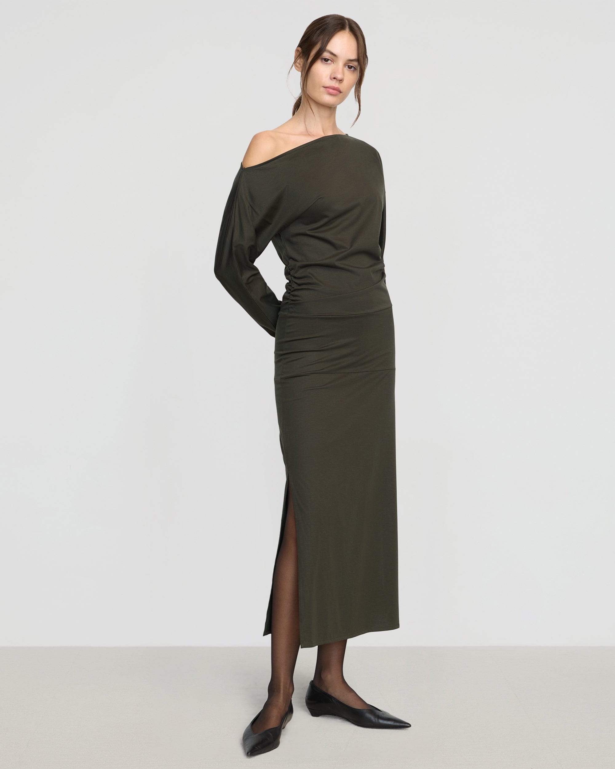Kezia Off-Shoulder Satin Jersey Dress - Image 2