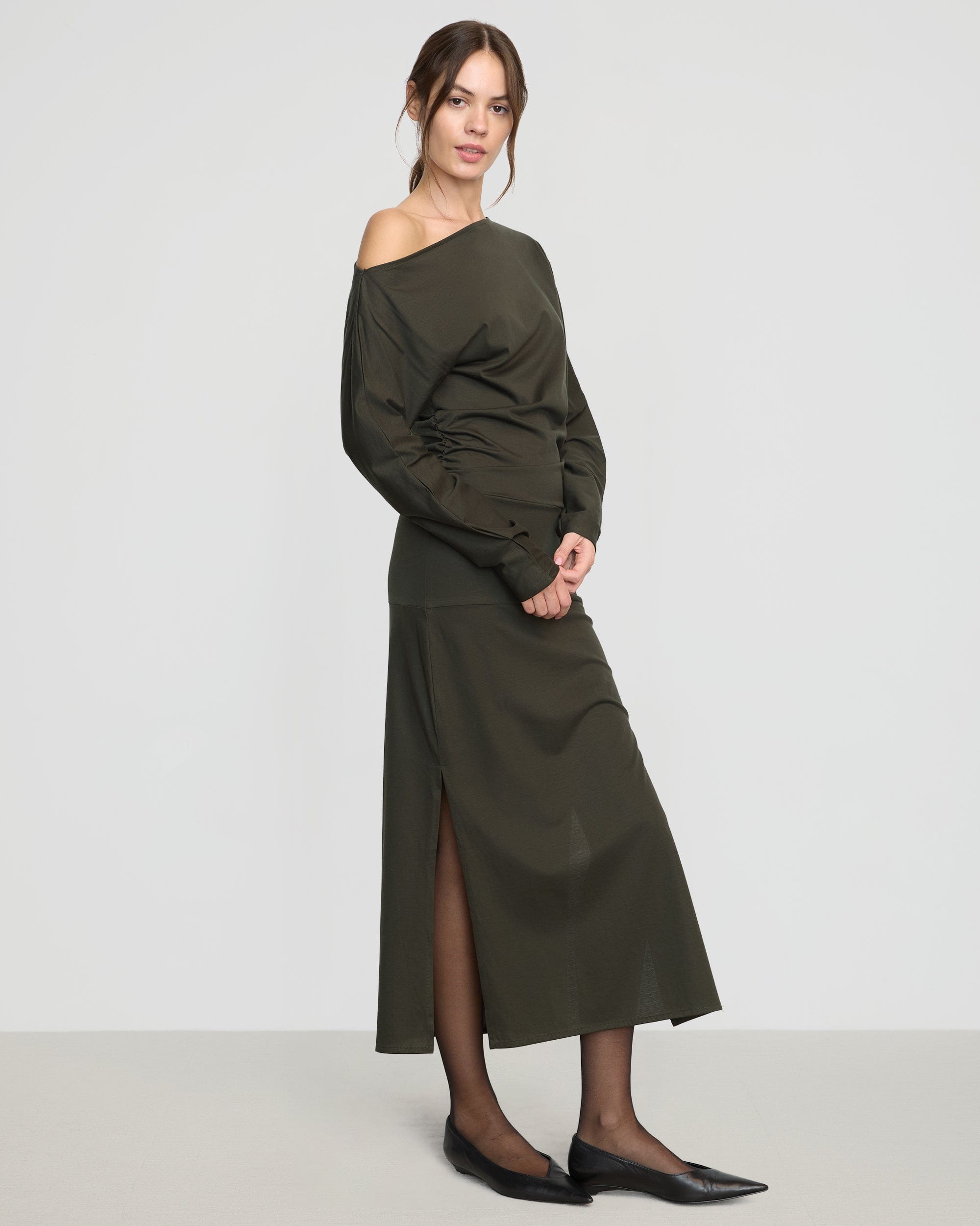 Kezia Off-Shoulder Satin Jersey Dress - Image 4