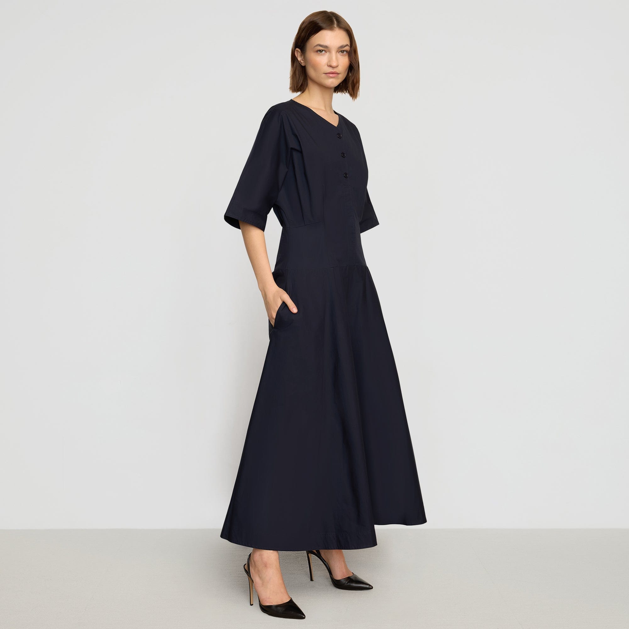 Kiko Kimono-Sleeve Cotton Dress