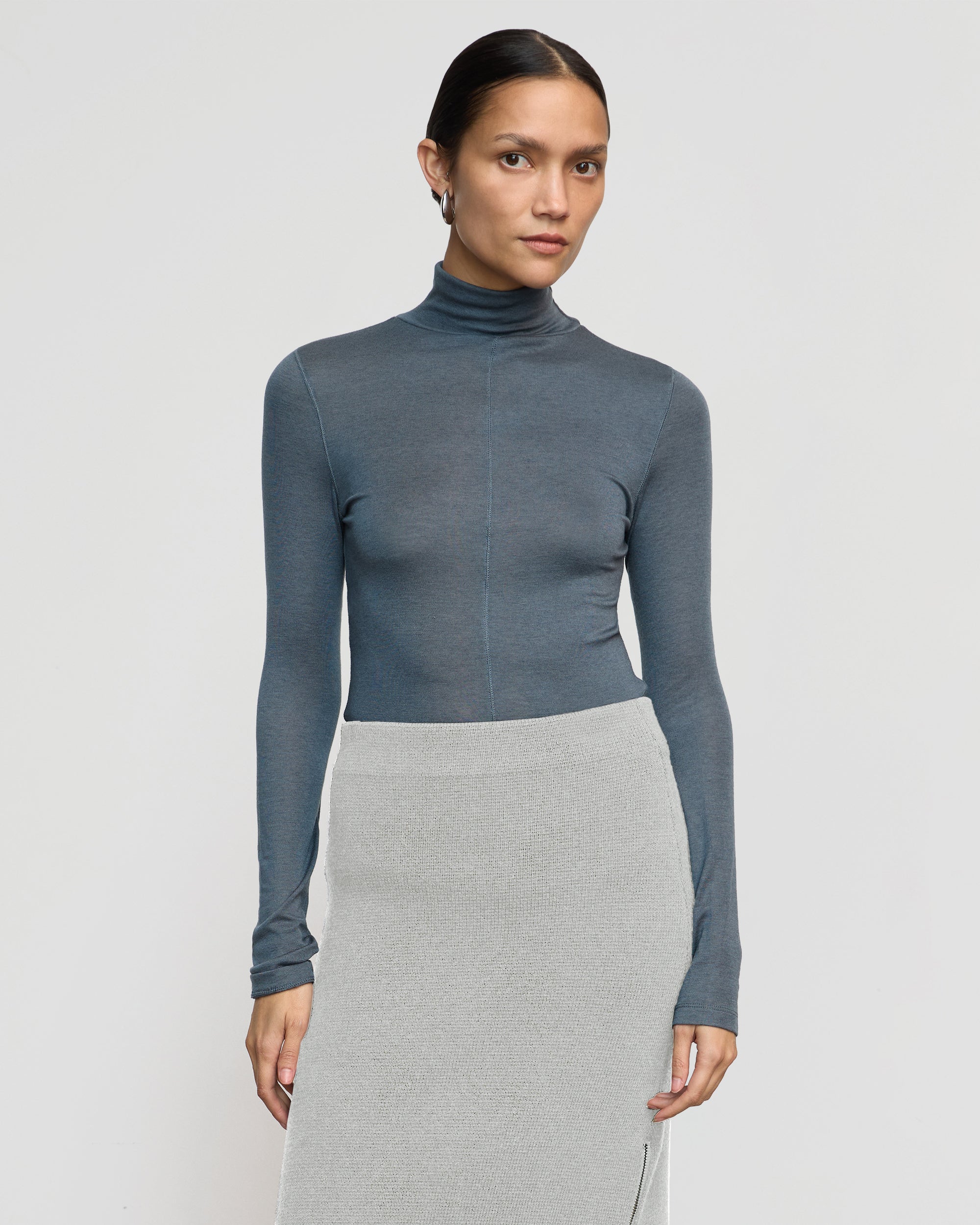 Michi Seam-Detail Tencel-Wool Semi-Sheer Tee - Image 2