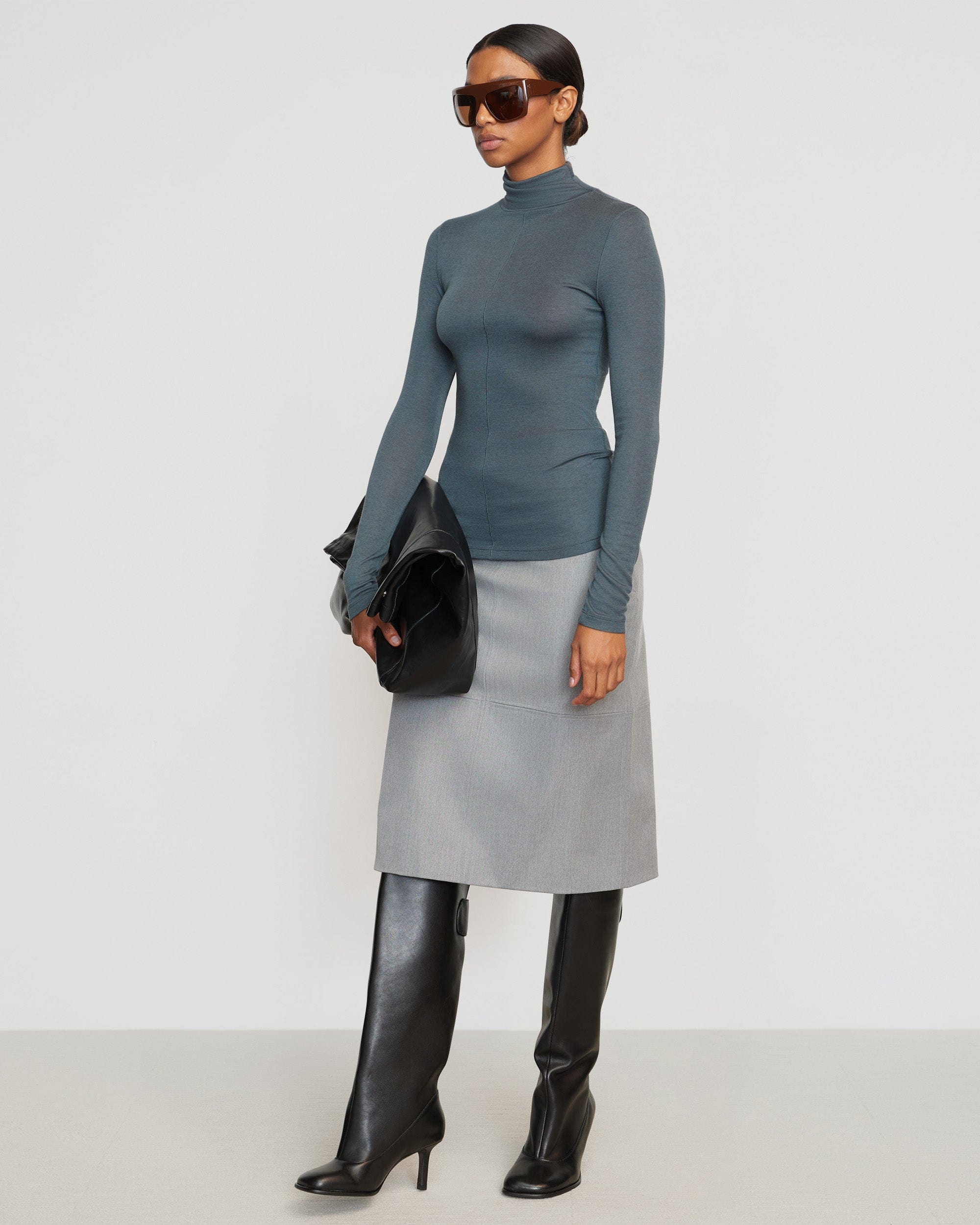 Michi Seam-Detail Tencel-Wool Semi-Sheer Tee - Image 5