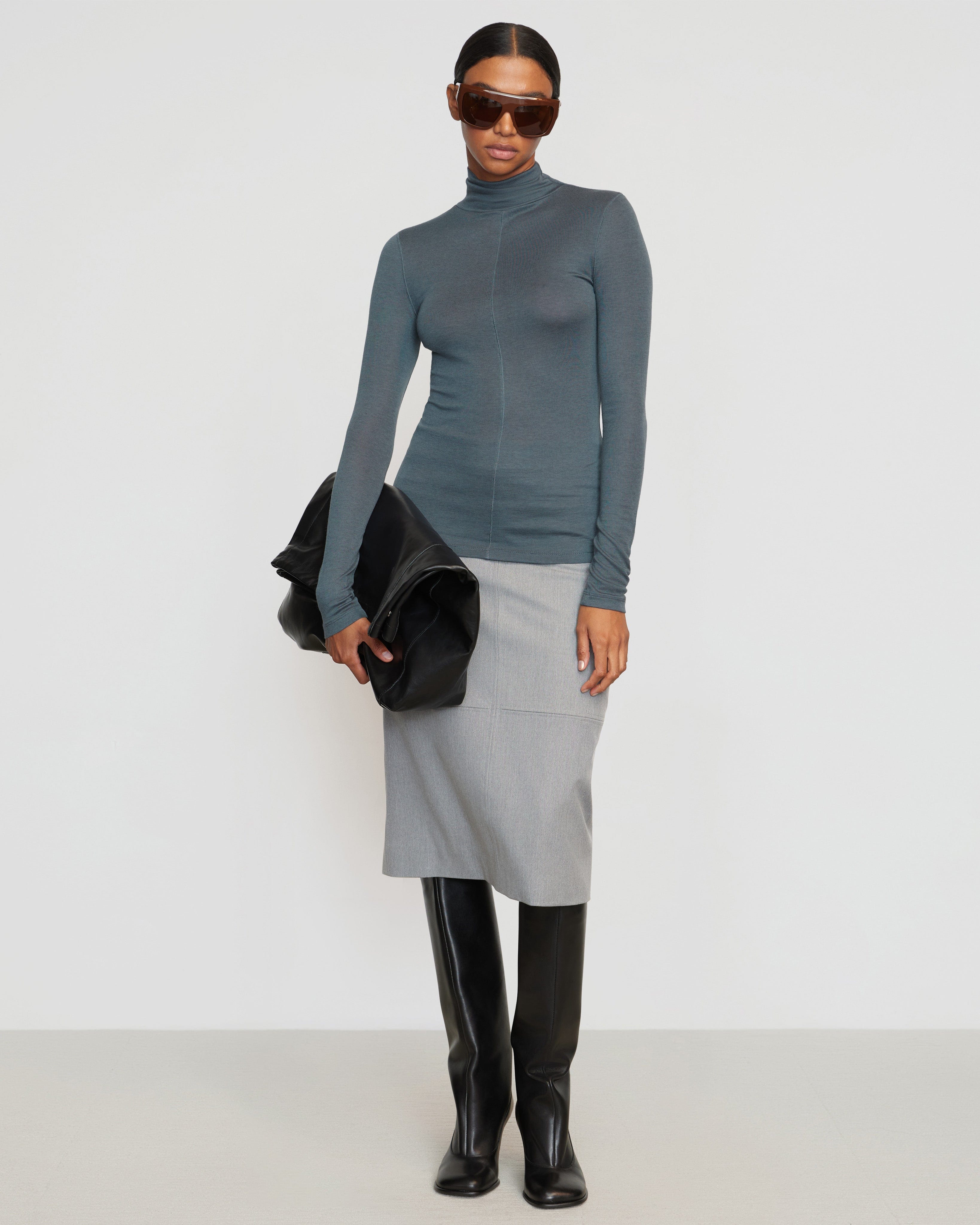 Michi Seam-Detail Tencel-Wool Semi-Sheer Tee - Image 7
