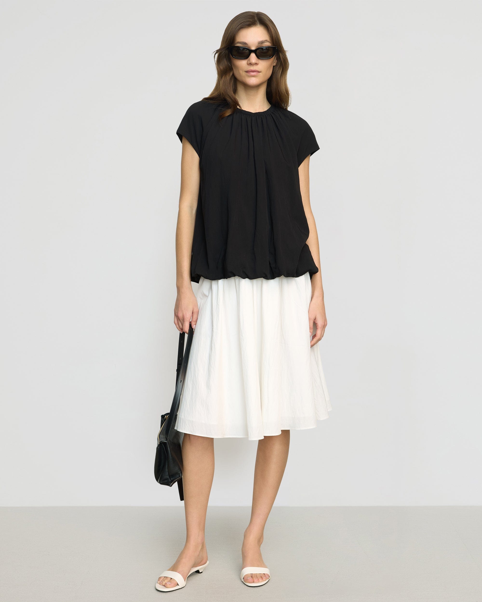 Orinda Shirred-Neck Bubble-Hem Blouse - Image 3