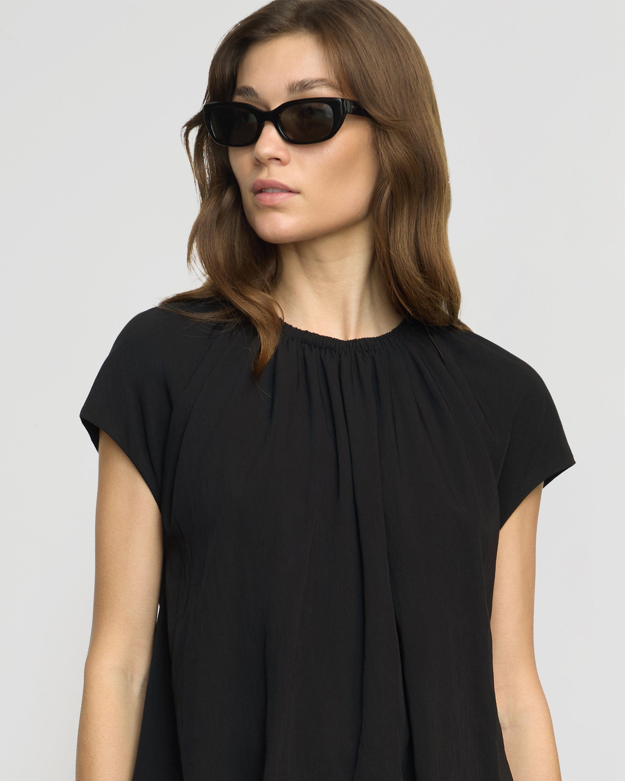 Orinda Shirred-Neck Bubble-Hem Blouse - Image 4