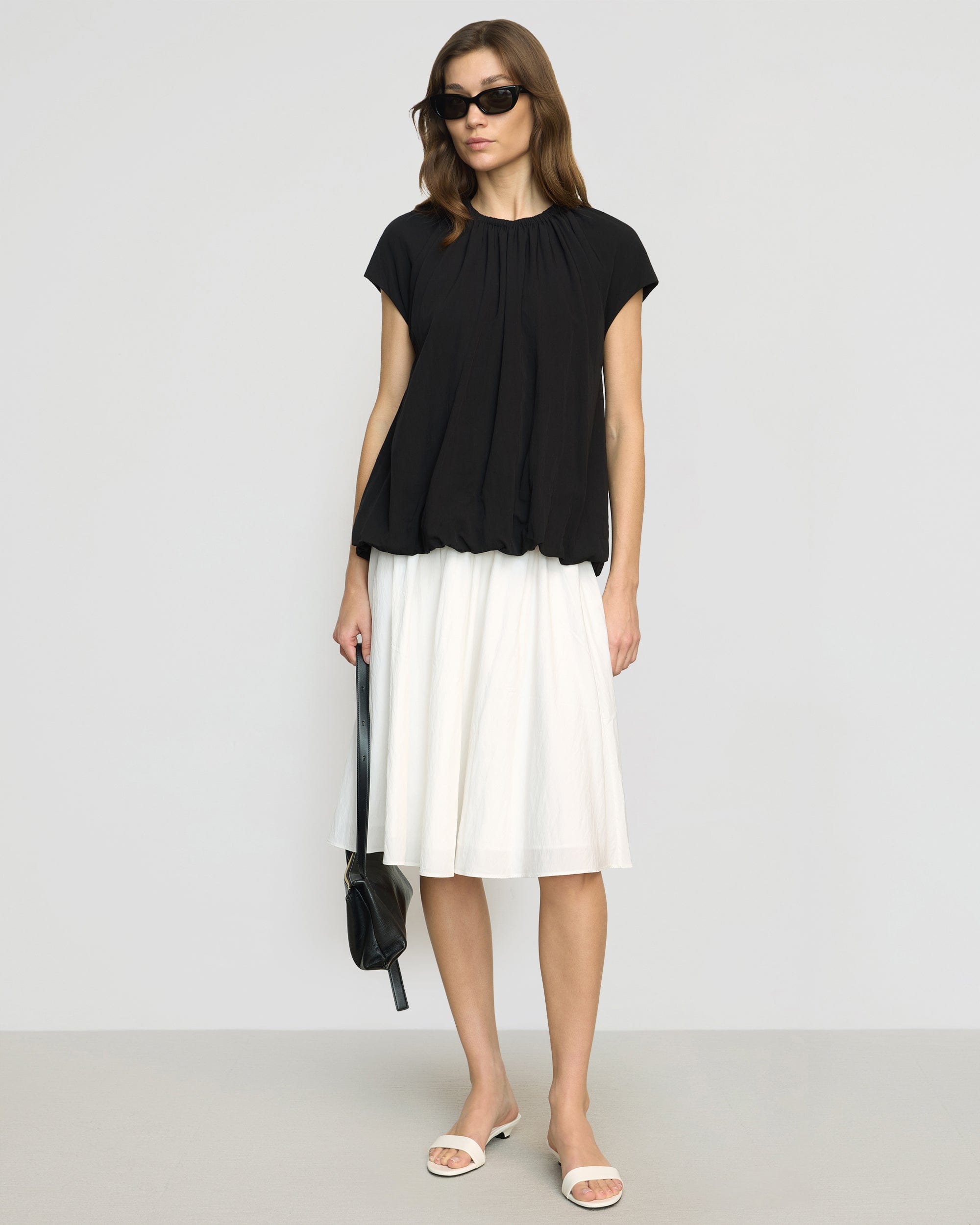 Orinda Shirred-Neck Bubble-Hem Blouse - Image 5