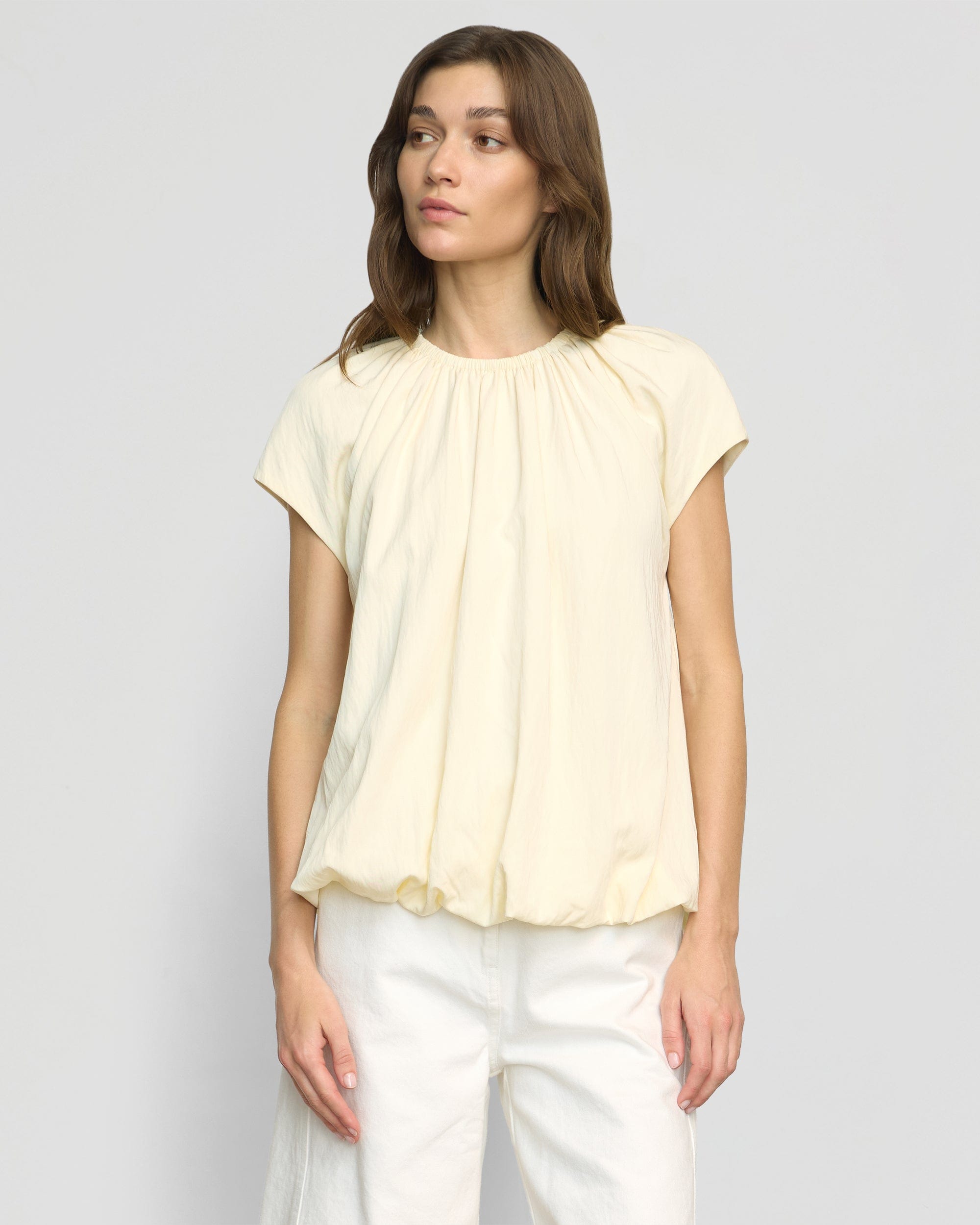Orinda Shirred-Neck Bubble-Hem Blouse - Image 2