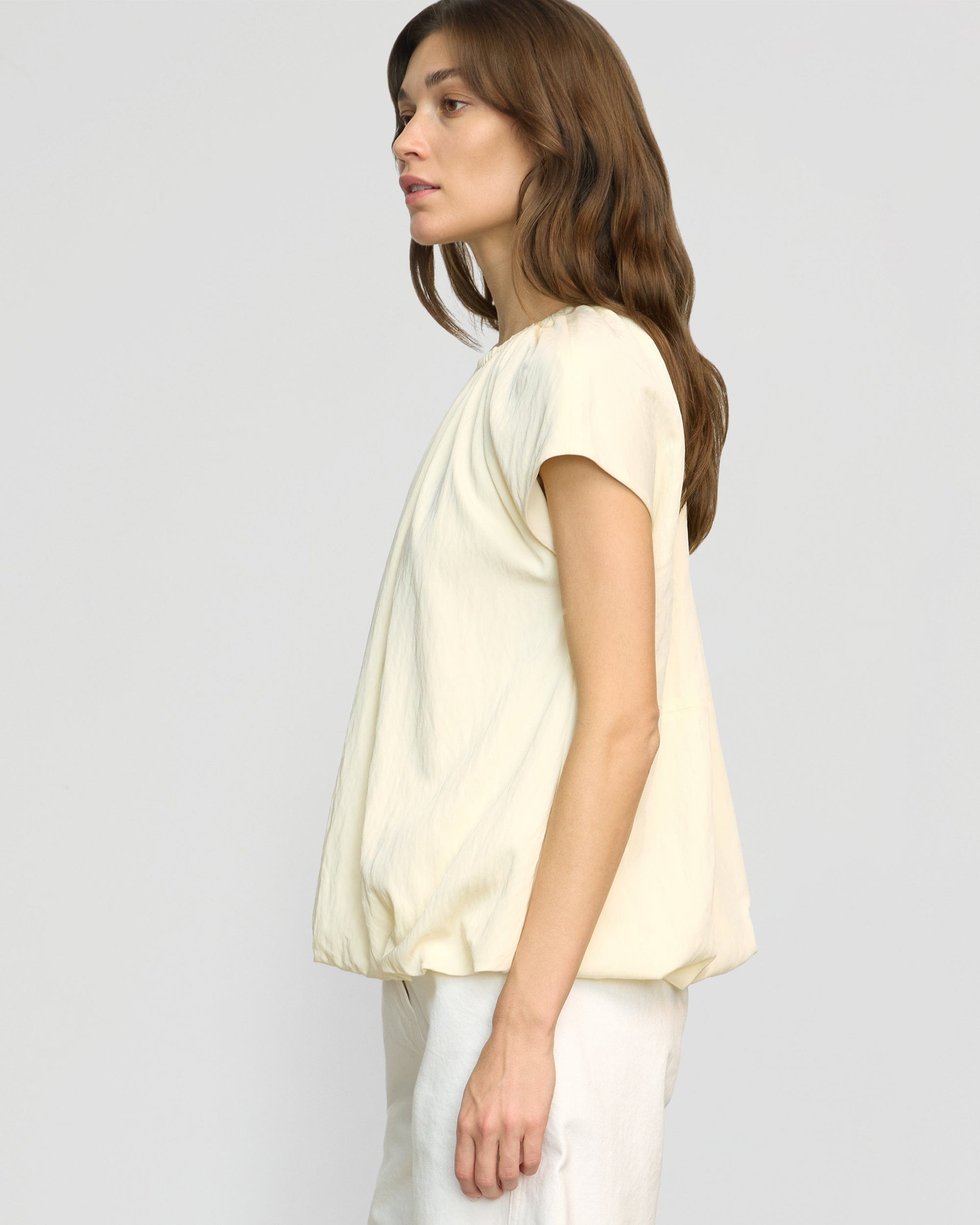 Orinda Shirred-Neck Bubble-Hem Blouse - Image 4