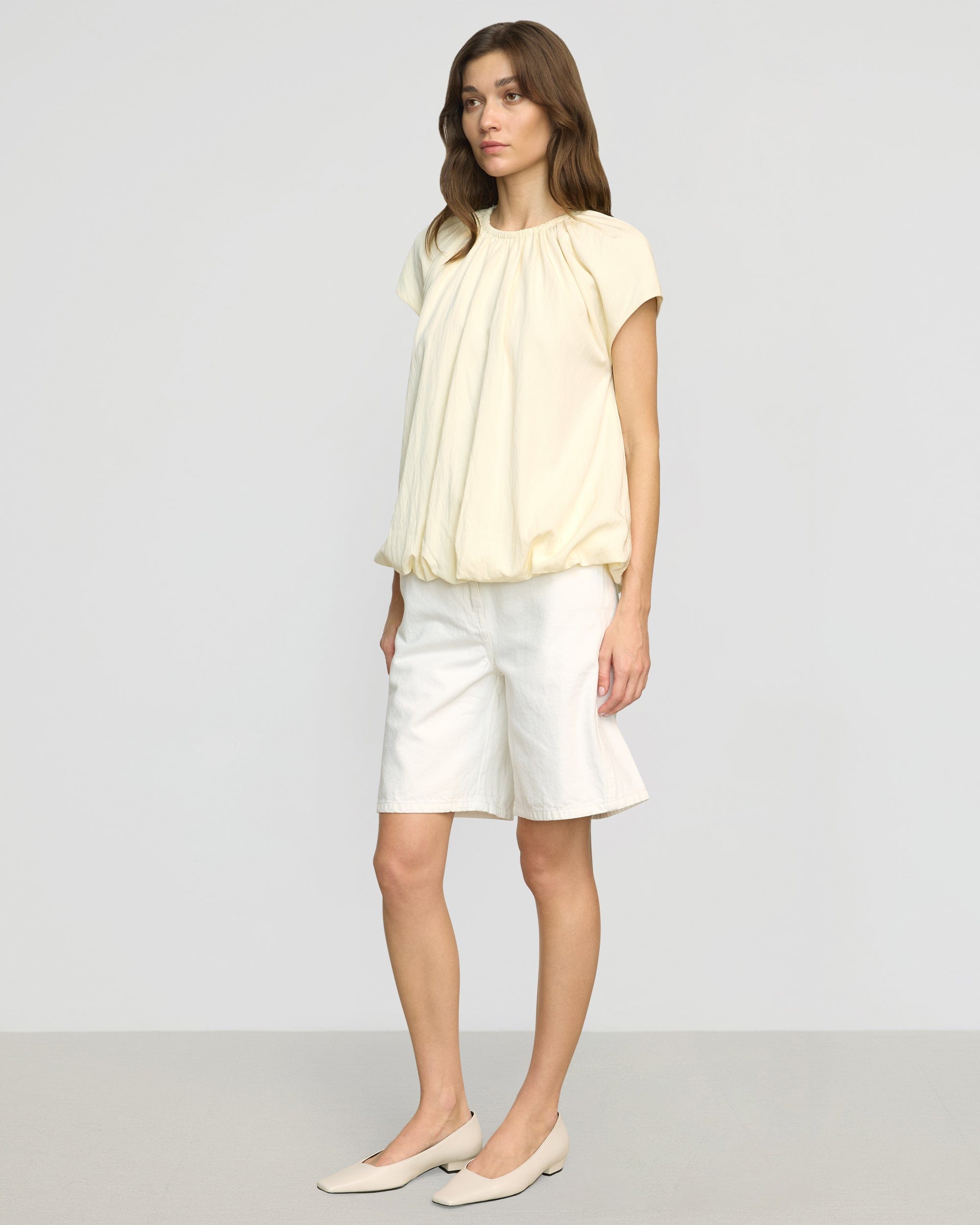 Orinda Shirred-Neck Bubble-Hem Blouse - Image 5