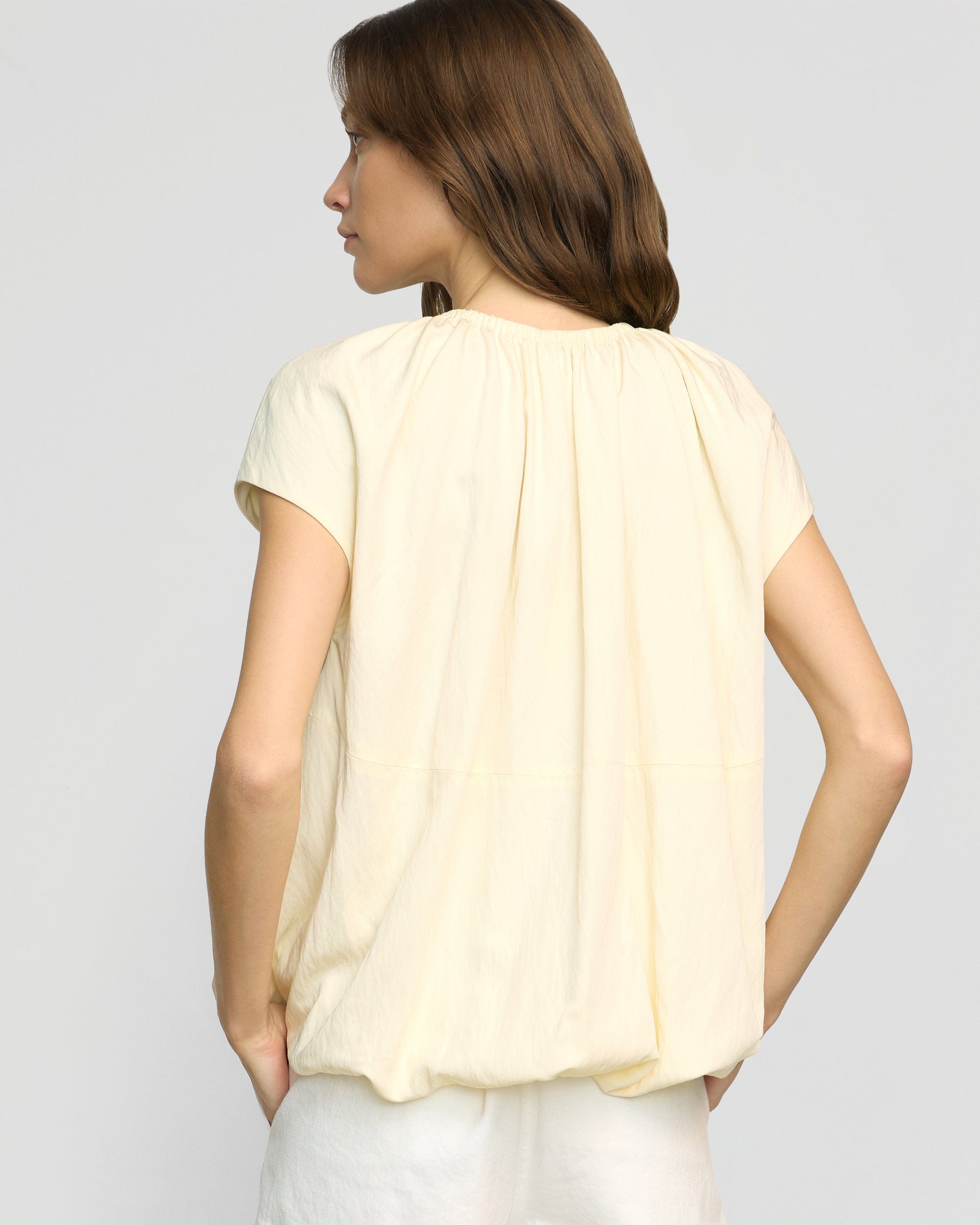 Orinda Shirred-Neck Bubble-Hem Blouse - Image 6