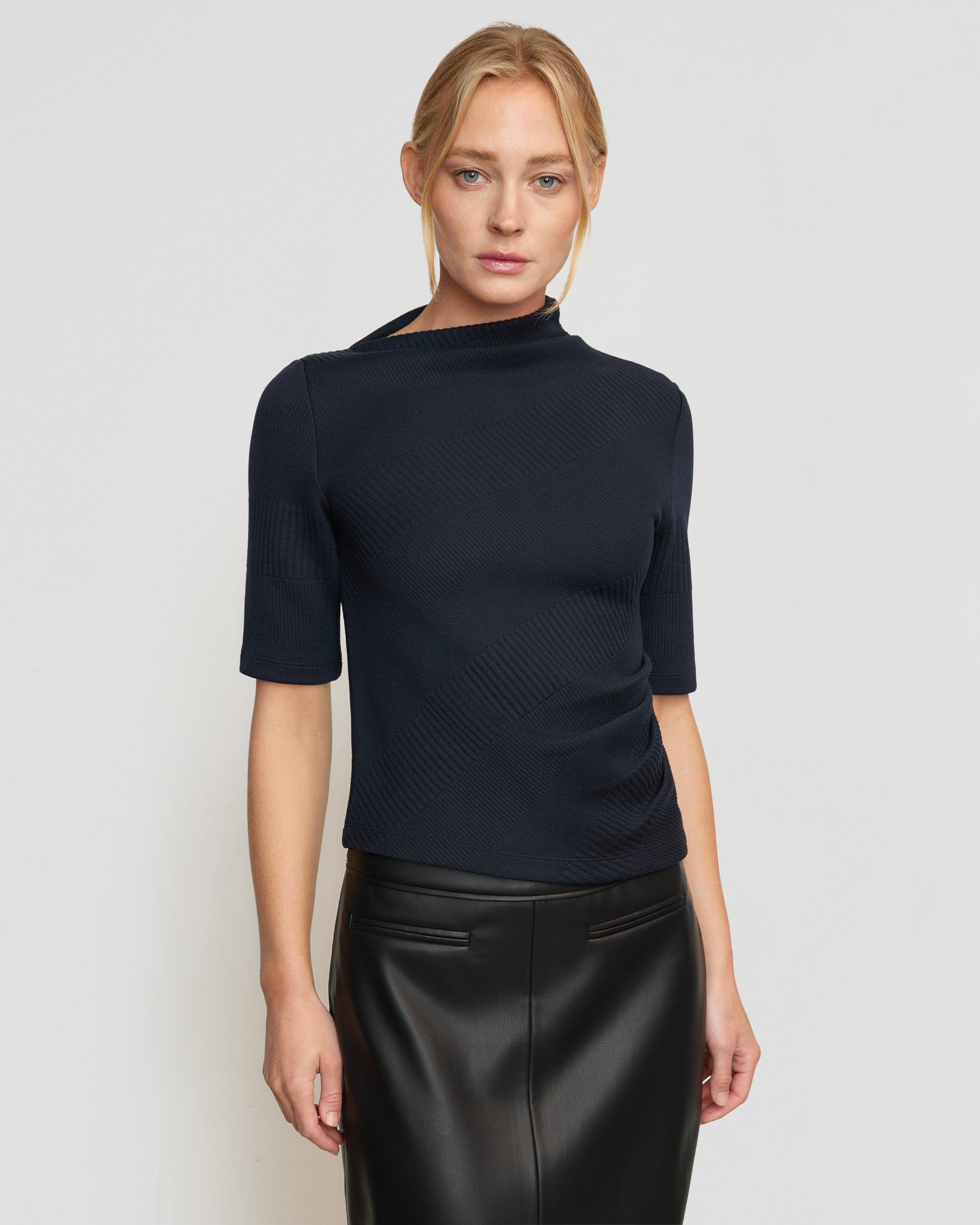 Pauline Ribbed Asymmetric-Neck Top - Image 5