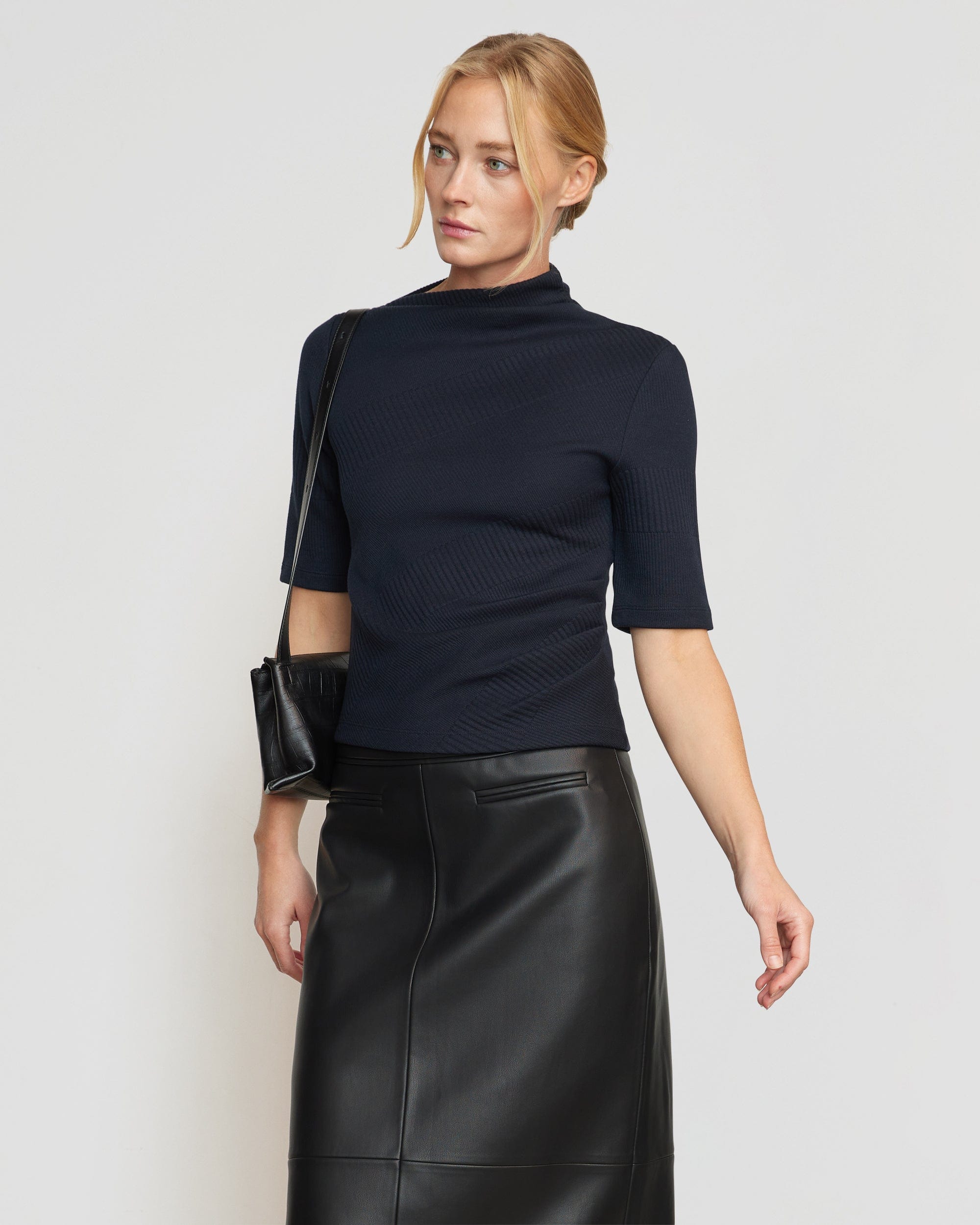 Pauline Ribbed Asymmetric-Neck Top - Image 7