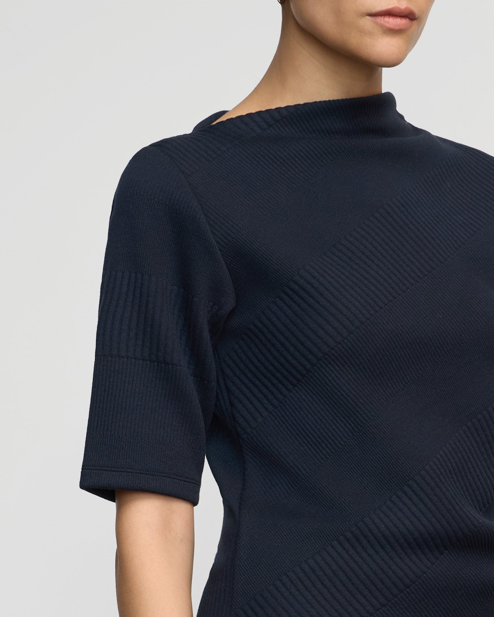Pauline Ribbed Asymmetric-Neck Top - Image 4