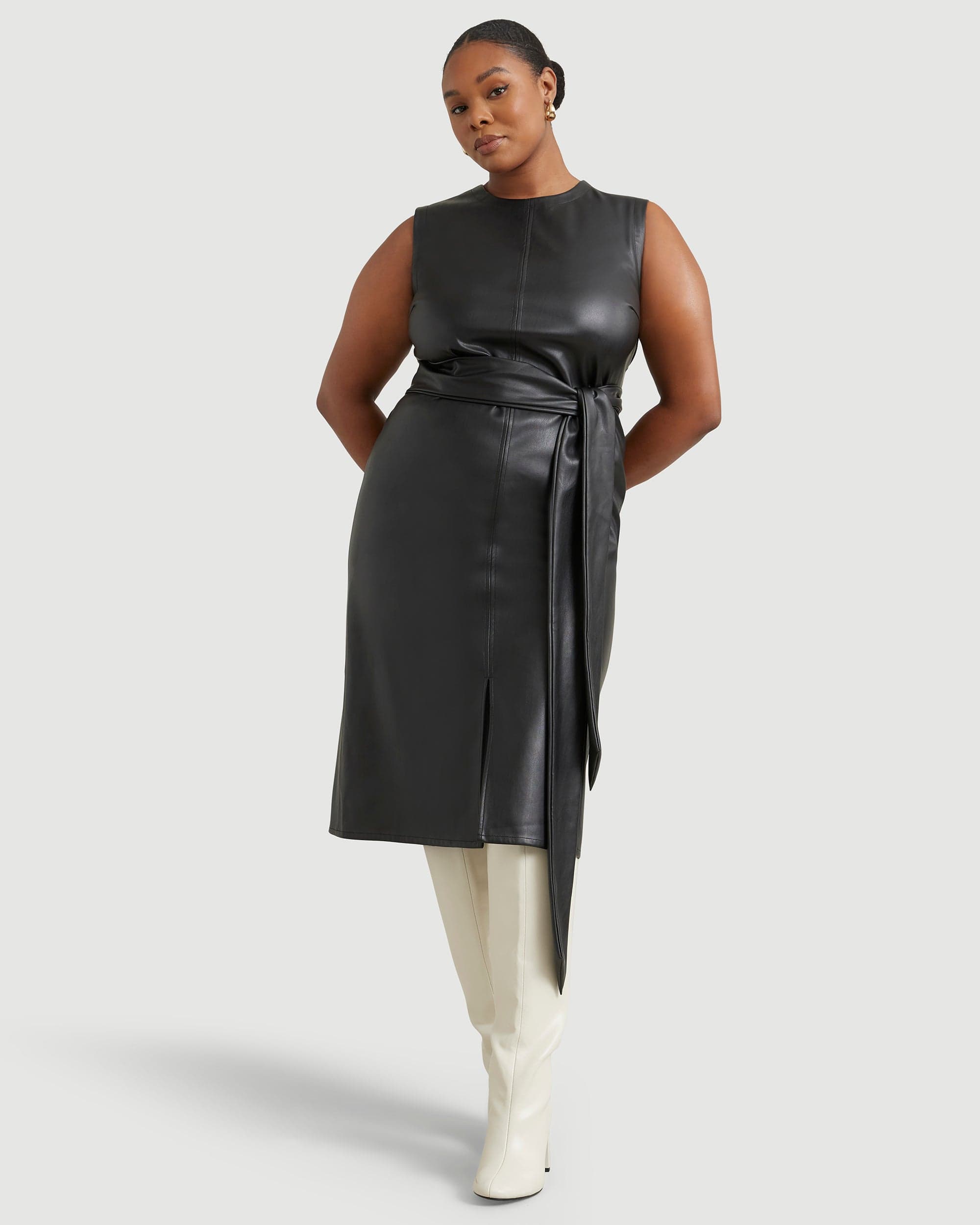 Pilar Vegan Leather Tie-Front Dress - Image 10