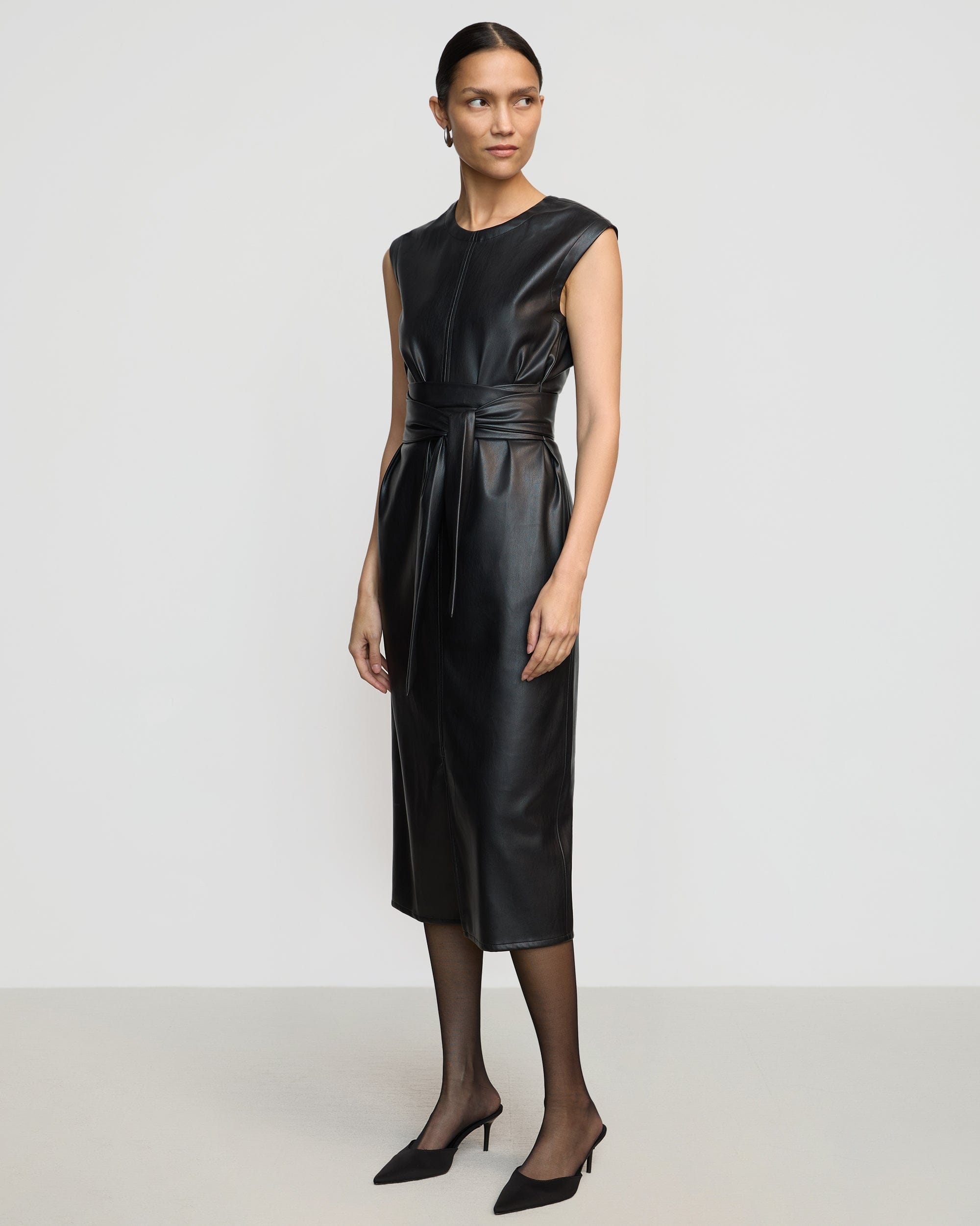 Pilar Vegan Leather Tie-Front Dress - Image 6