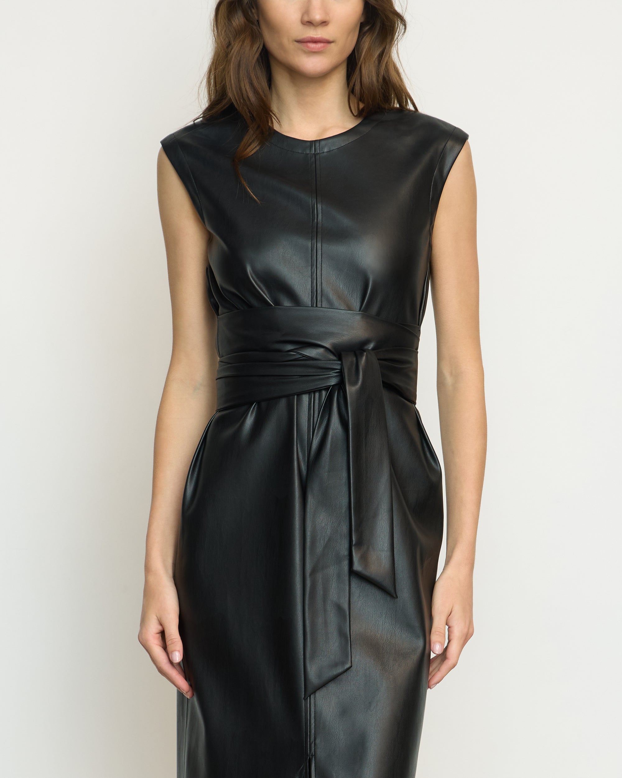 Pilar Vegan Leather Tie-Front Dress - Image 3