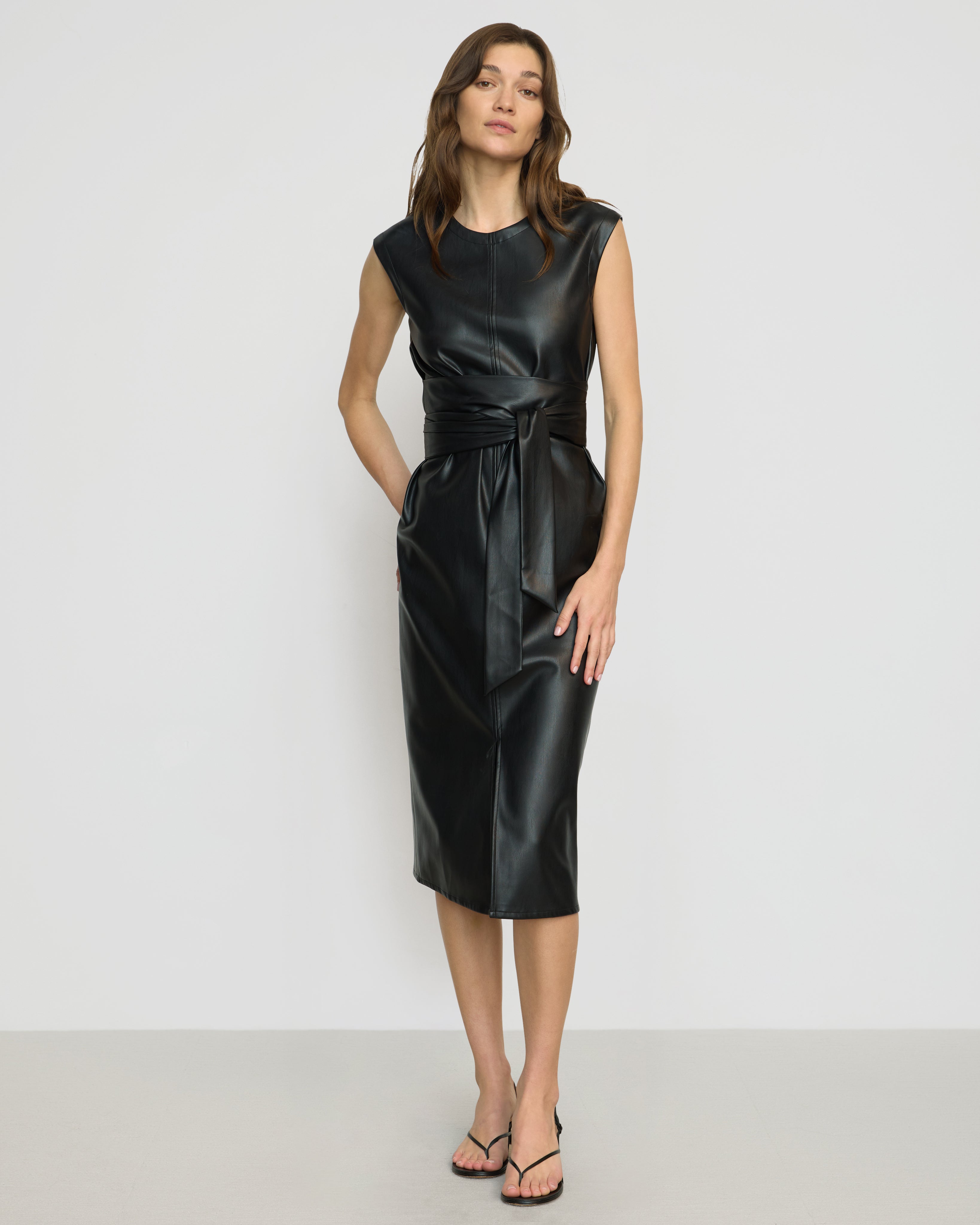 Pilar Vegan Leather Tie-Front Dress - Image 4