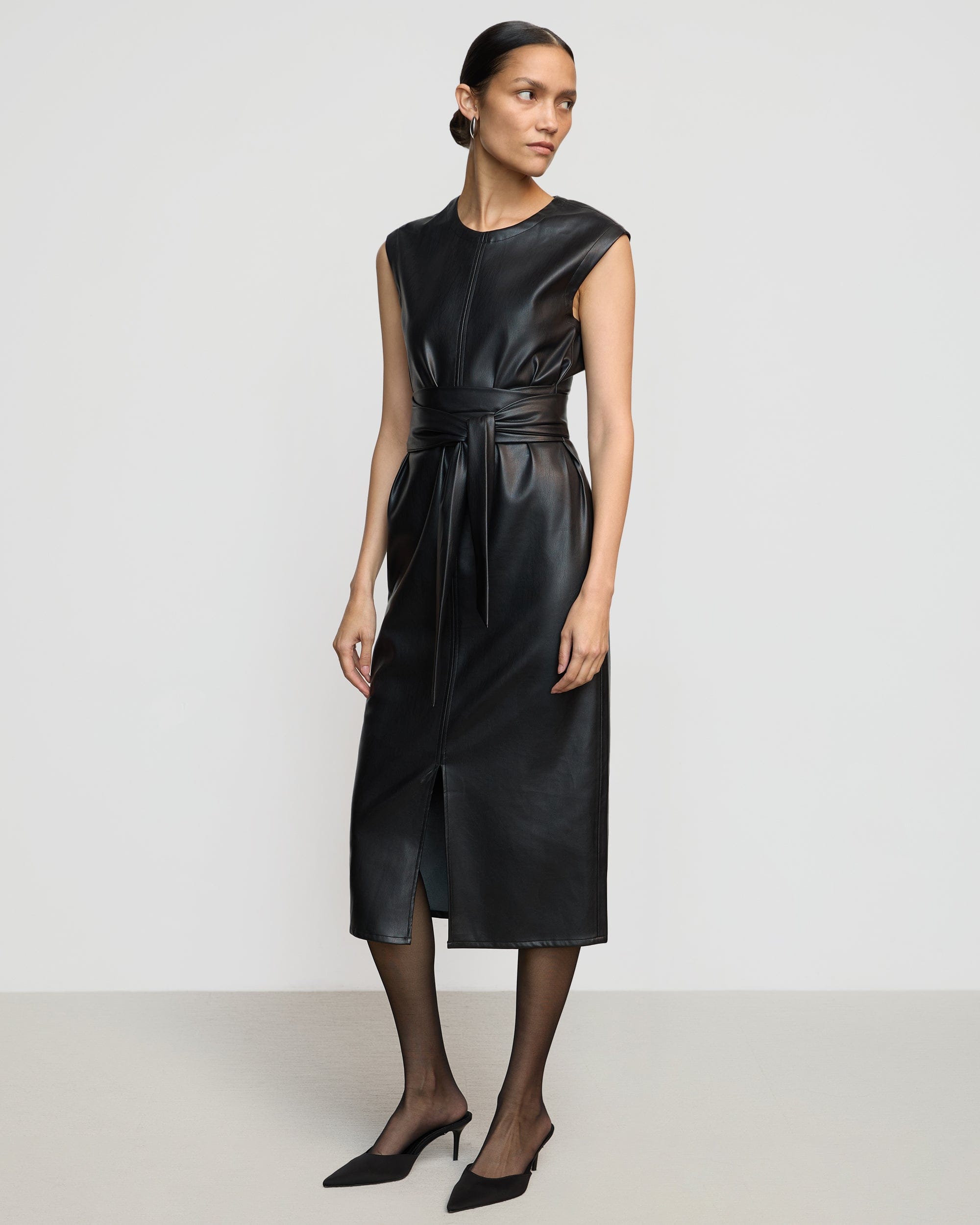 Pilar Vegan Leather Tie-Front Dress - Image 8