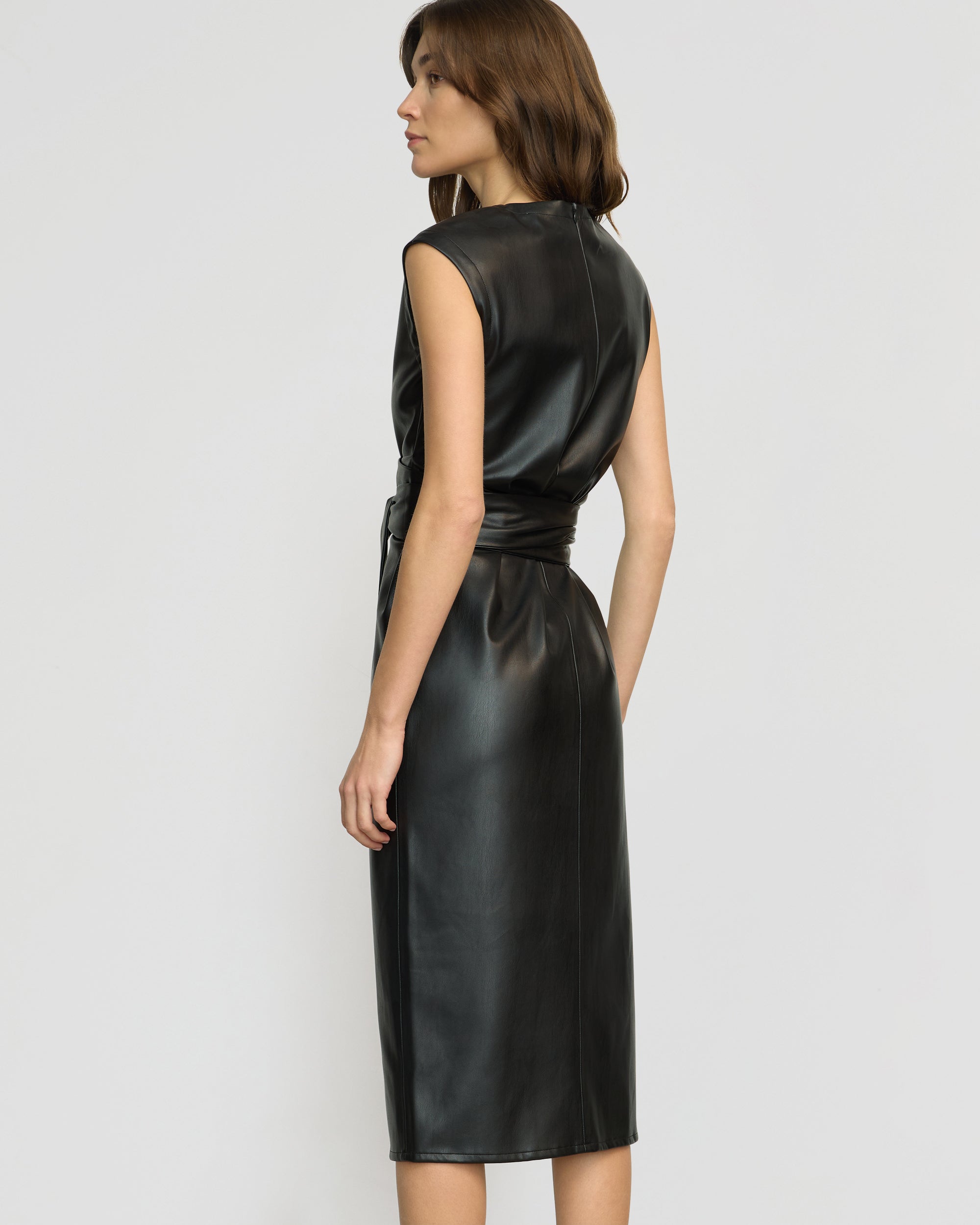 Pilar Vegan Leather Tie-Front Dress - Image 5