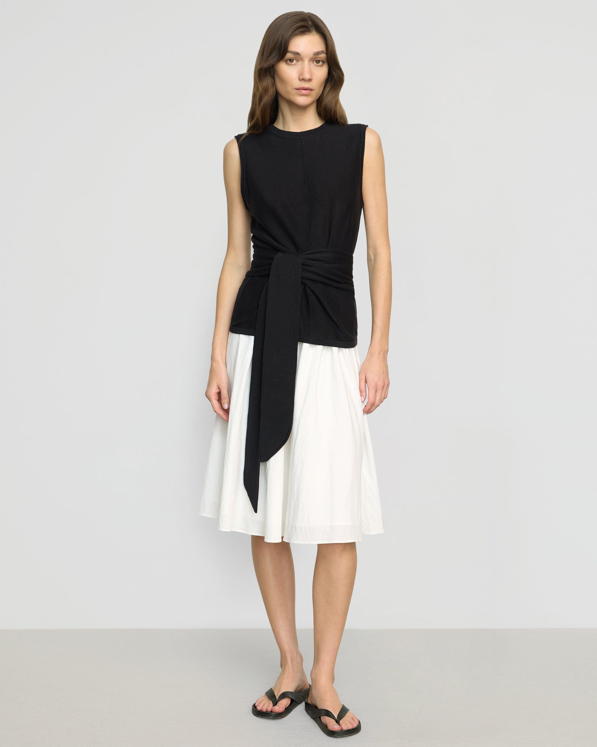 Rois Tie-Front Linen-Cotton Top - Image 3