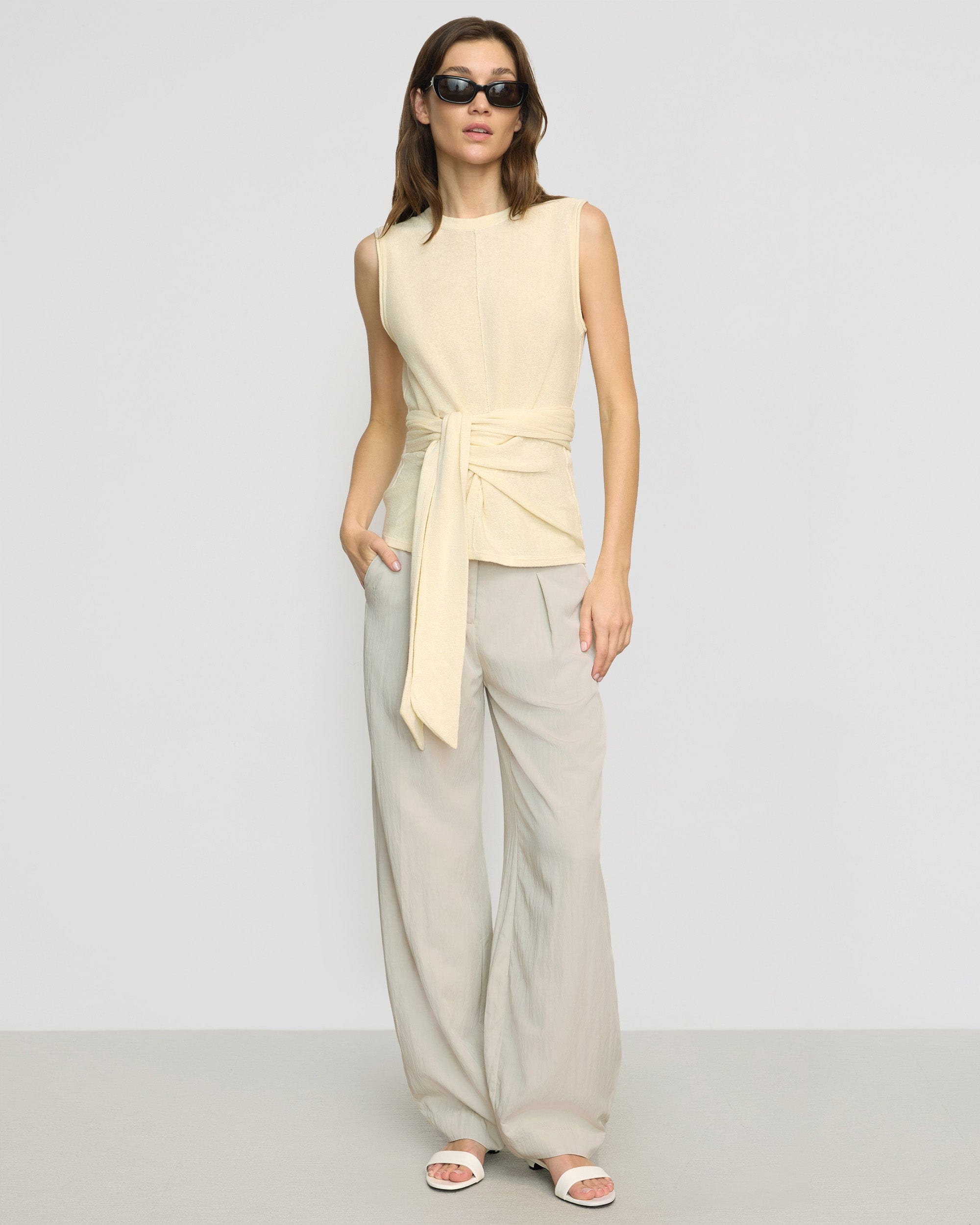 Rois Tie-Front Linen-Cotton Top - Image 3