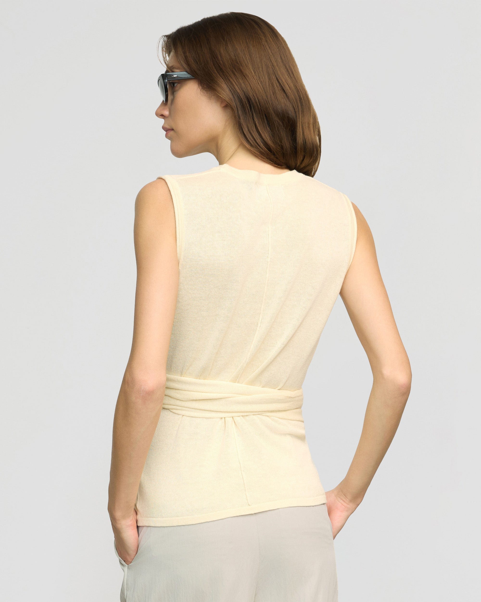 Rois Tie-Front Linen-Cotton Top - Image 6
