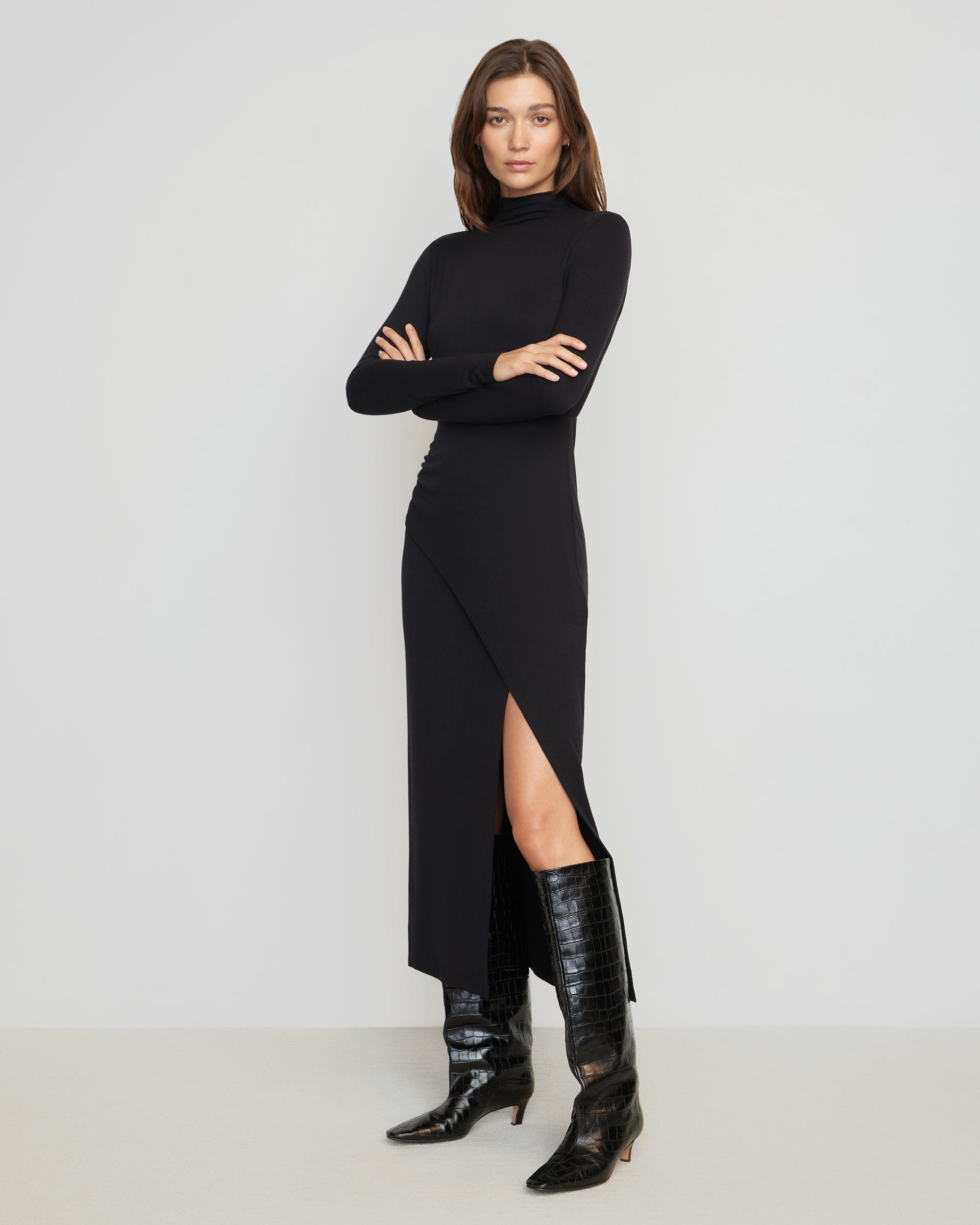 Suki Mock-Neck Side-Slit Dress - Image 6