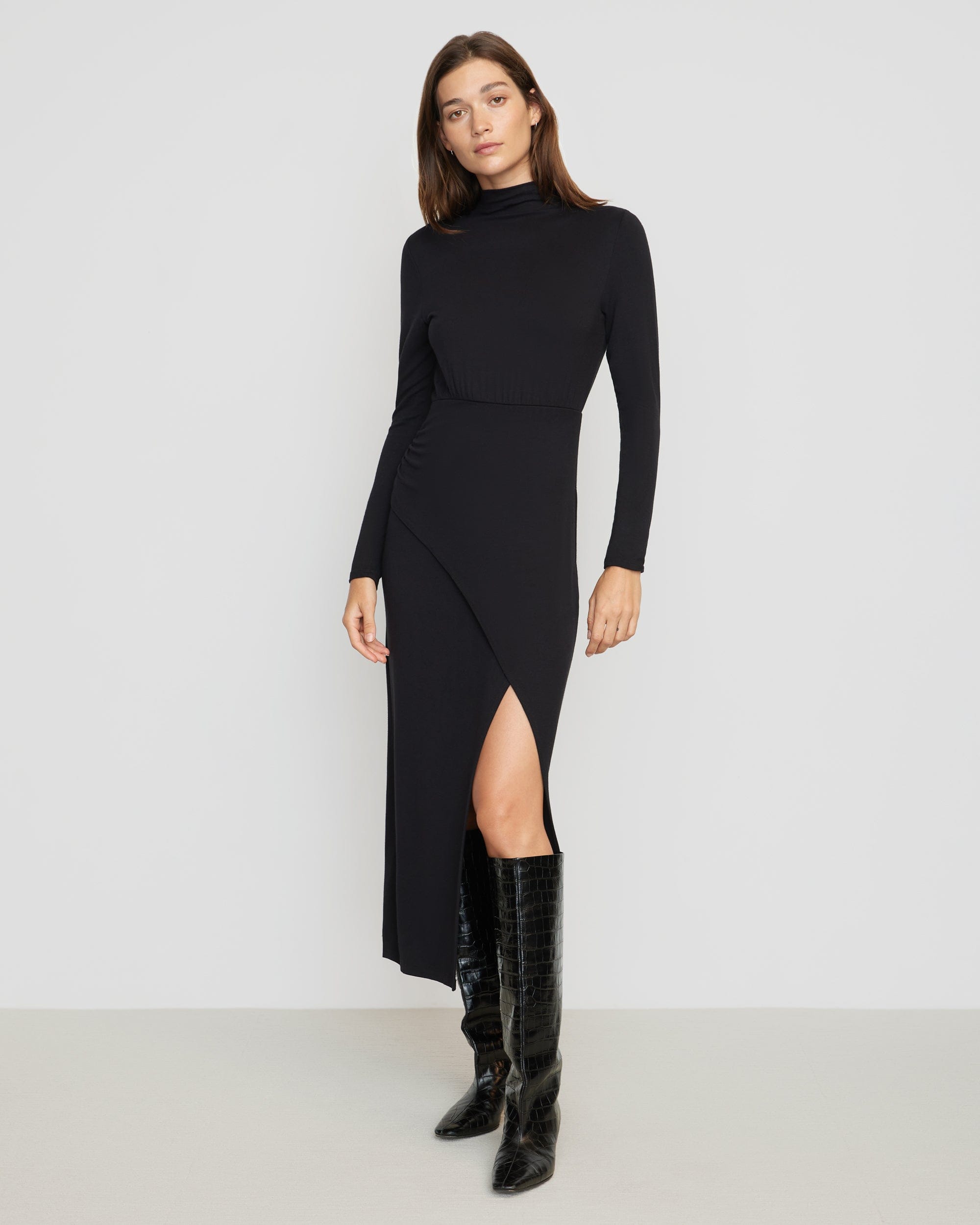 Suki Mock-Neck Side-Slit Dress - Image 8